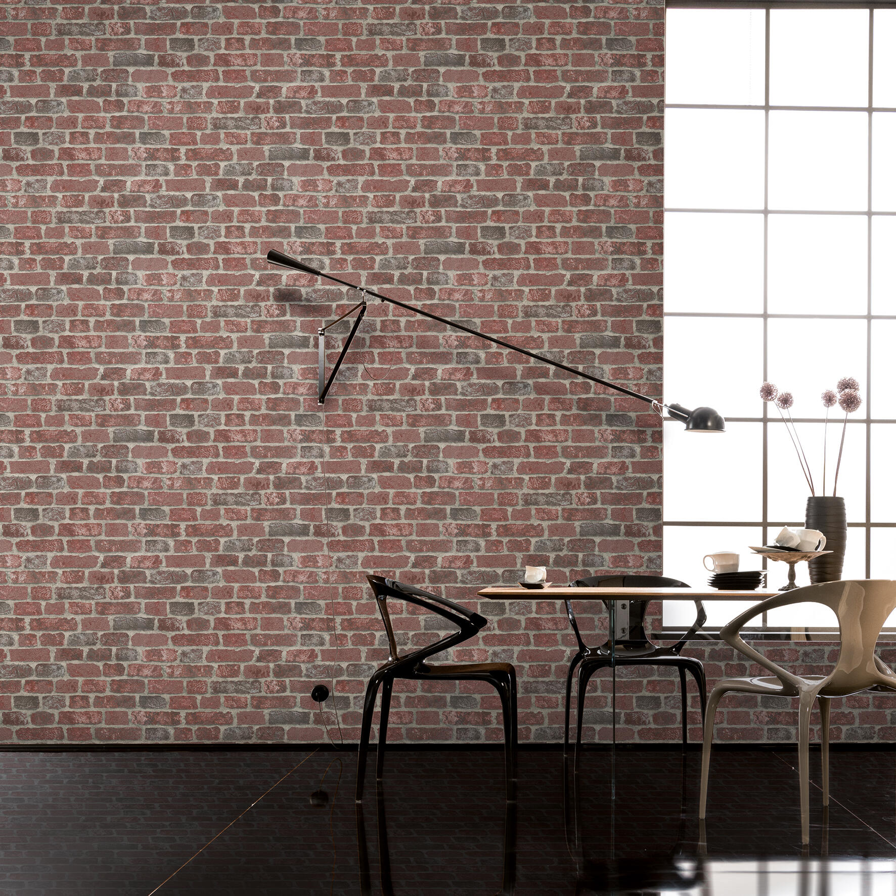 Papier peint intissé Brique 3d rouge - 7