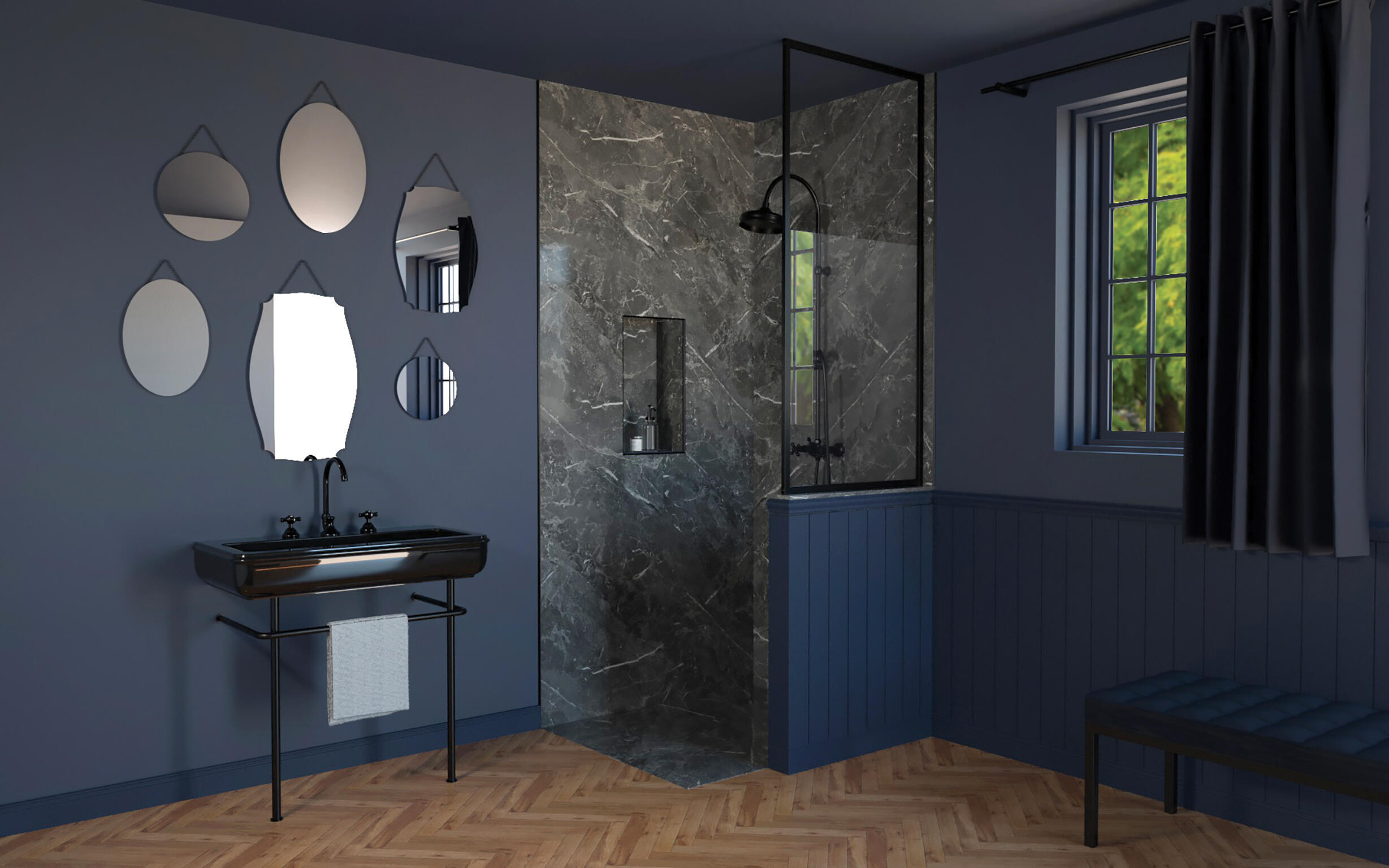 Pare-muret fixe transparent noir, H.110 x l.80 cm Unik - 8