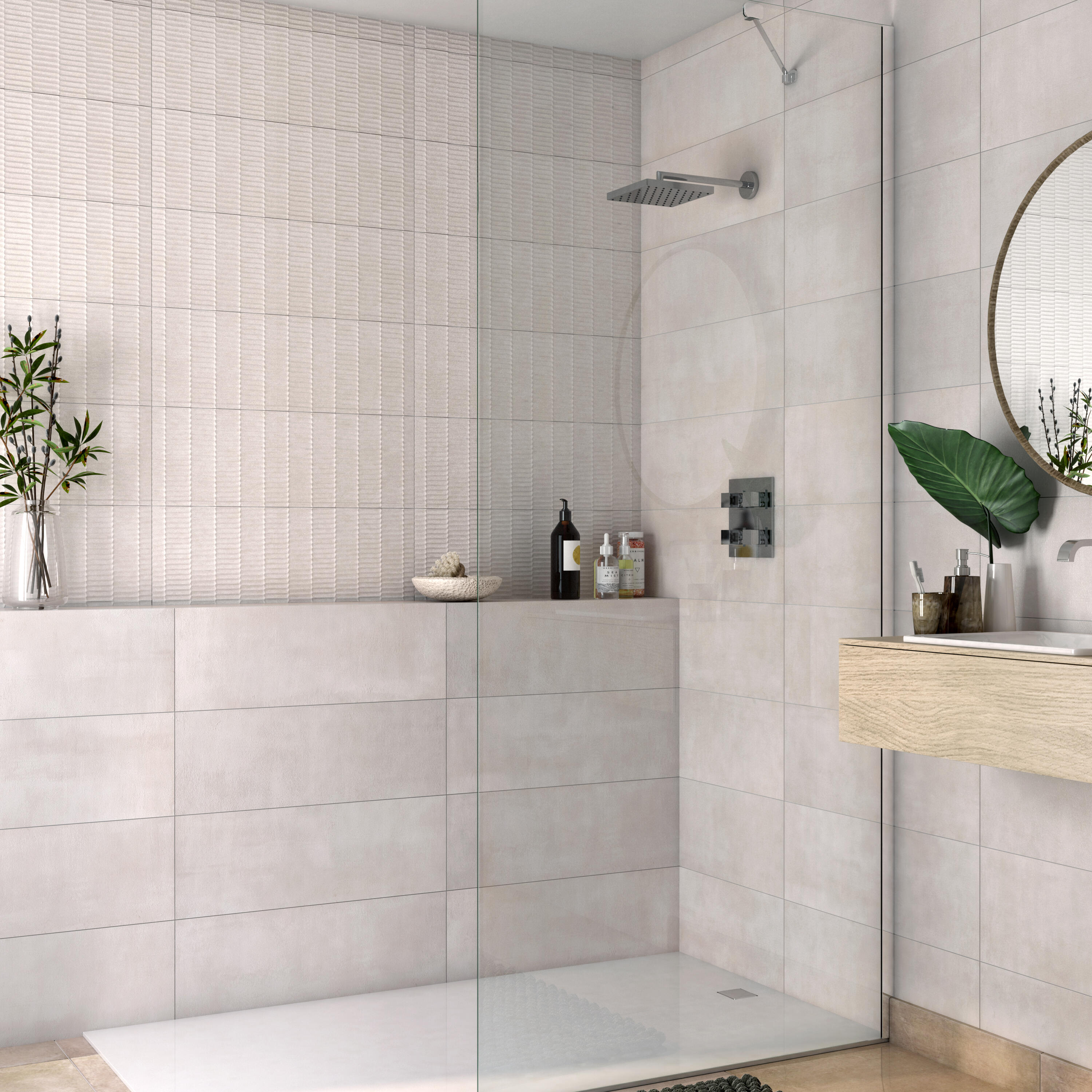 Carrelage mur intérieur effet béton beige Eclipse l.24 x L.69 cm x Ep.8.7 mm - 3