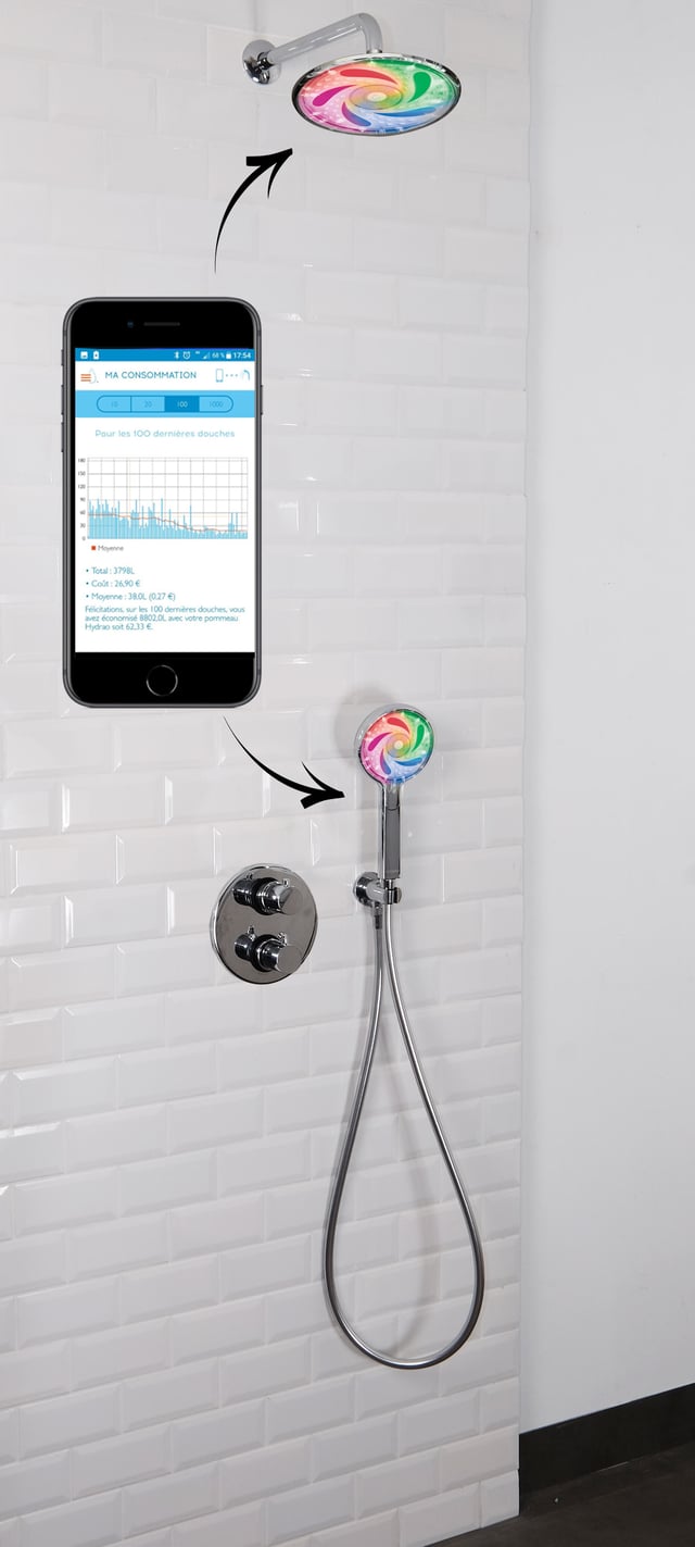 Colonne de douche encastrable, Tara, connectée, Chrome