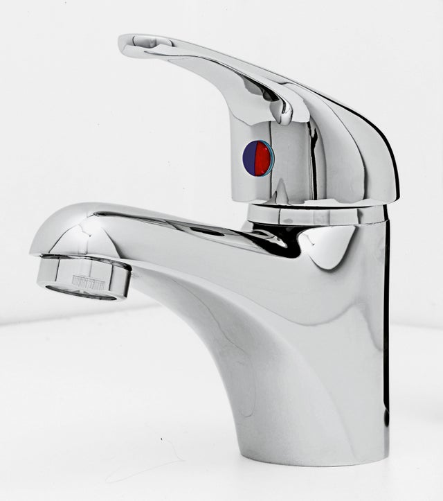 Rubinetto per lavabo a canna bassa getto laminare cristallino Nerea cromo lucido H 10.5 cm