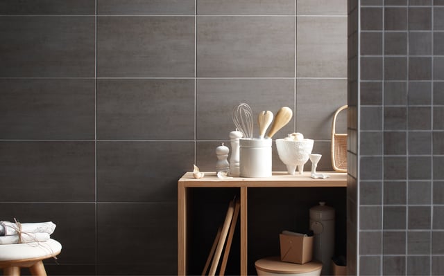 Carrelage mur intérieur effet béton gris foncé Eiffel l.25 x L.40 cm