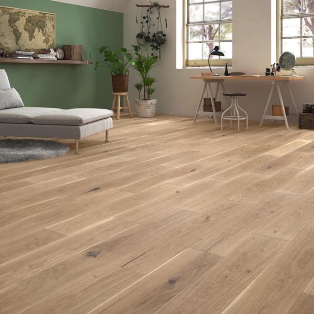 Parquet contrecollé chêne naturel campagne vitrifié XL BARLINEK, l.18 cm