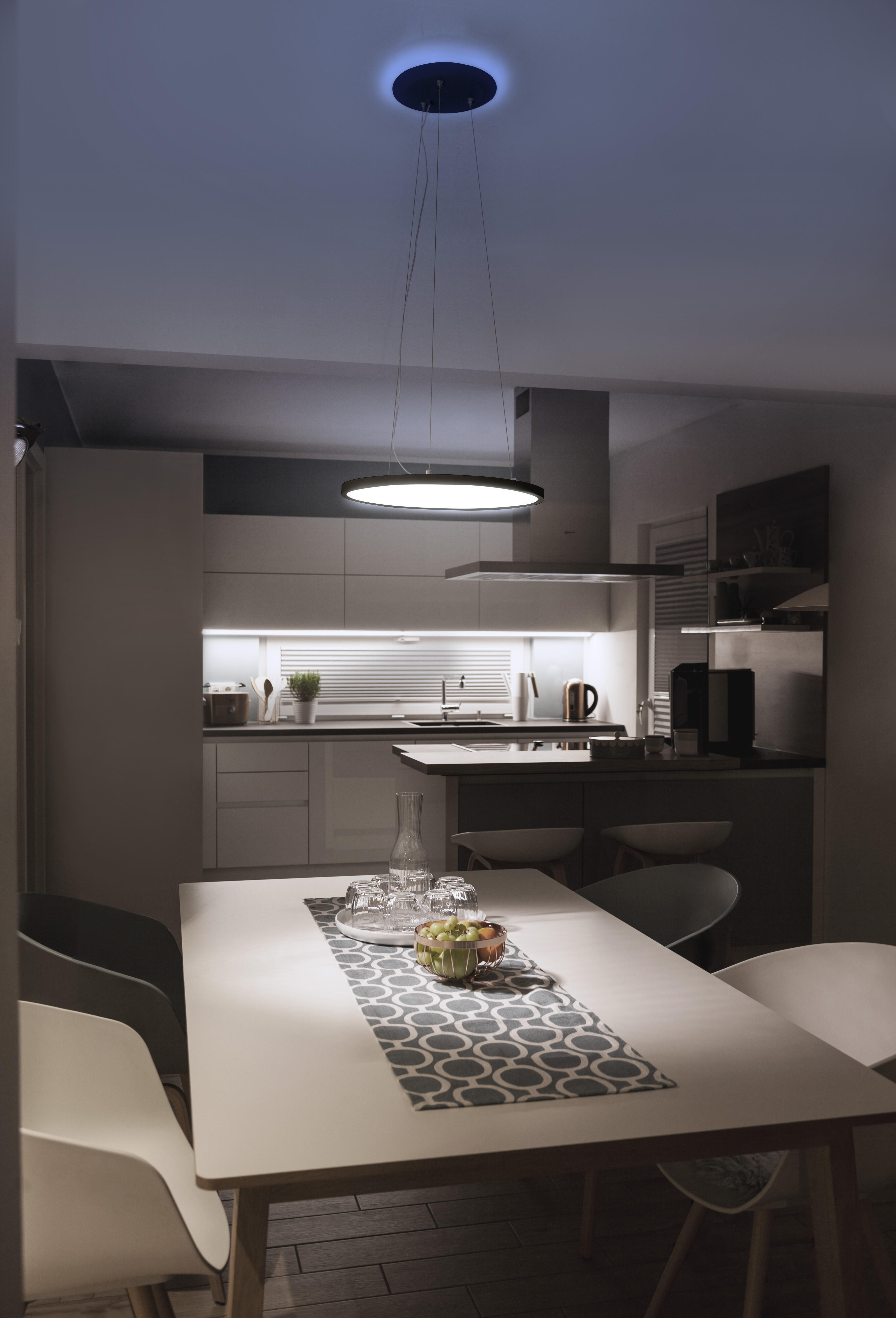 Panneau LED diam 40 cm, 22 W, éclairage indirect, blanc chaud à neutre, noir - 6