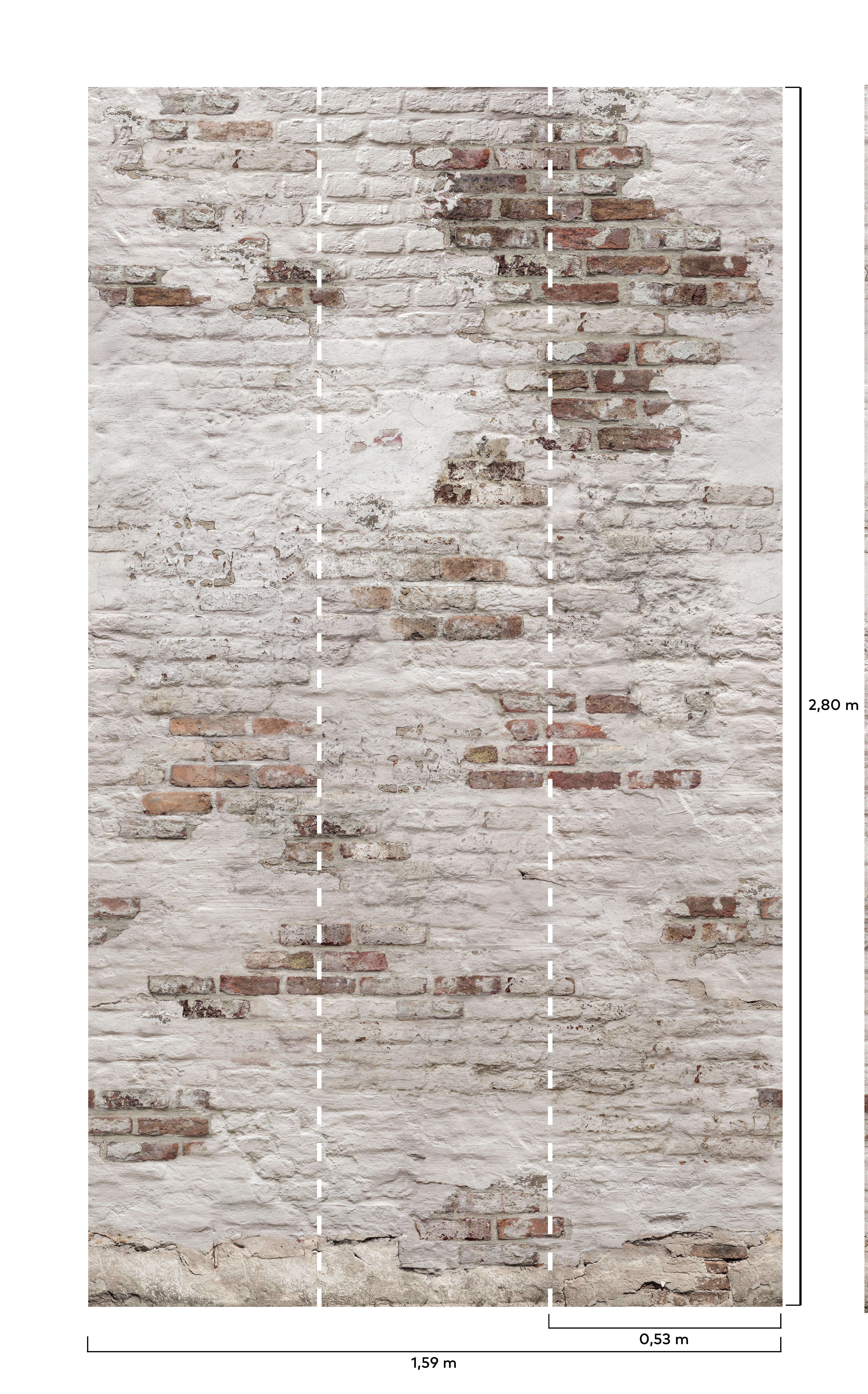 Papier peint panoramique brique blanc et marron l.159 x H.280 cm - 3