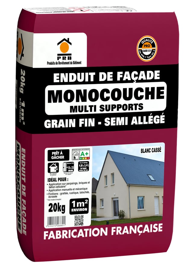 Enduit en poudre monocouche PRB blanc cassé, 20kg