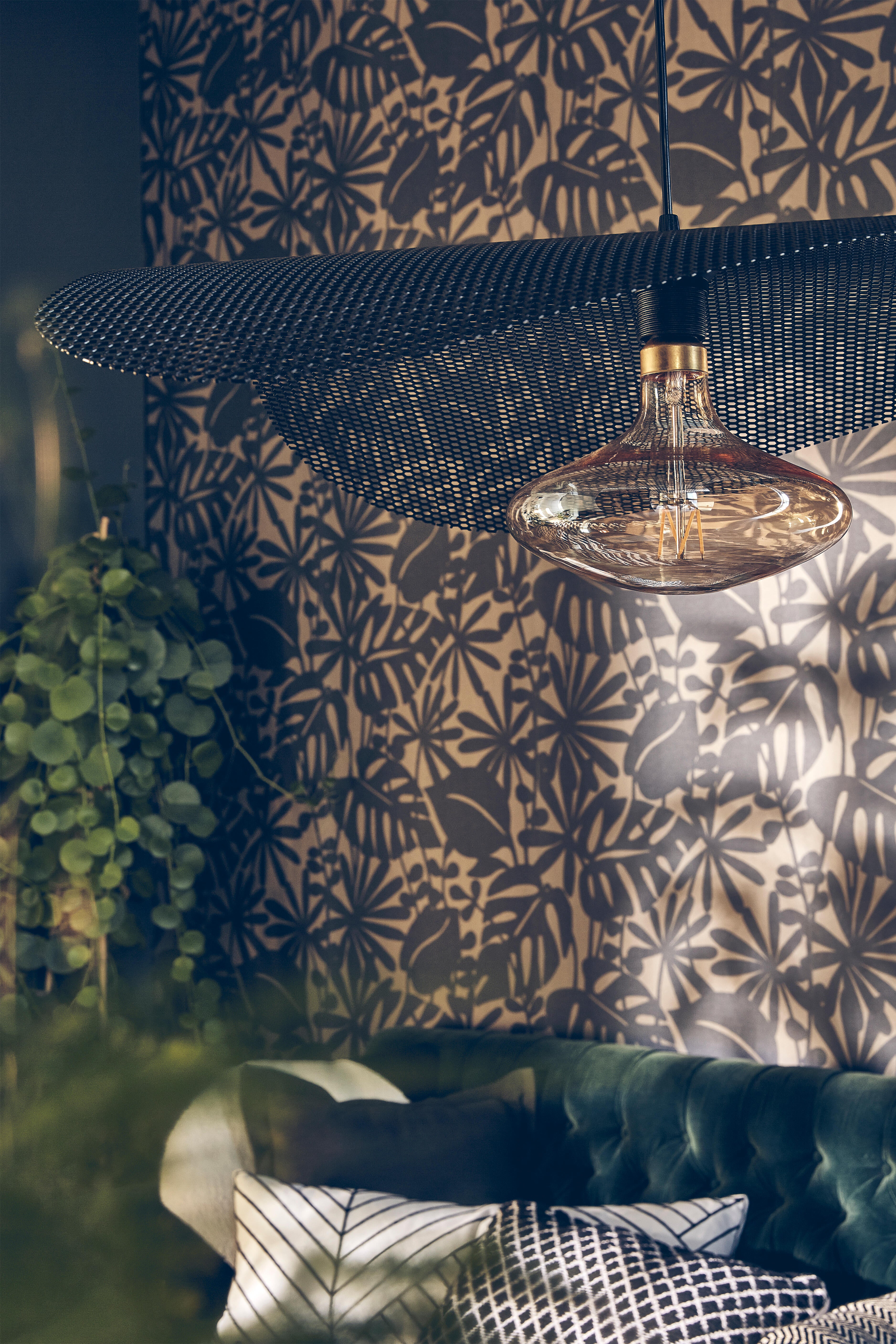 Suspension Voile acier, noir, l.77 cm, E27 - 2