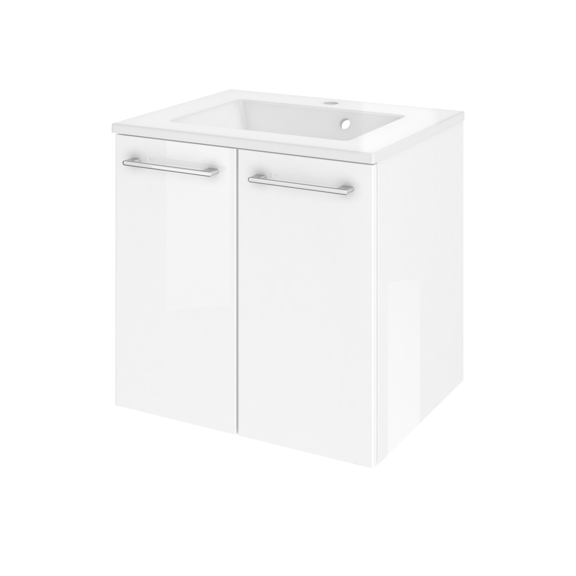 Mobile da bagno sospeso sotto lavabo L 60 x H 57.7 x P 46 cm bianco laminato lucido, 2 ante SENSEA Remix - 15