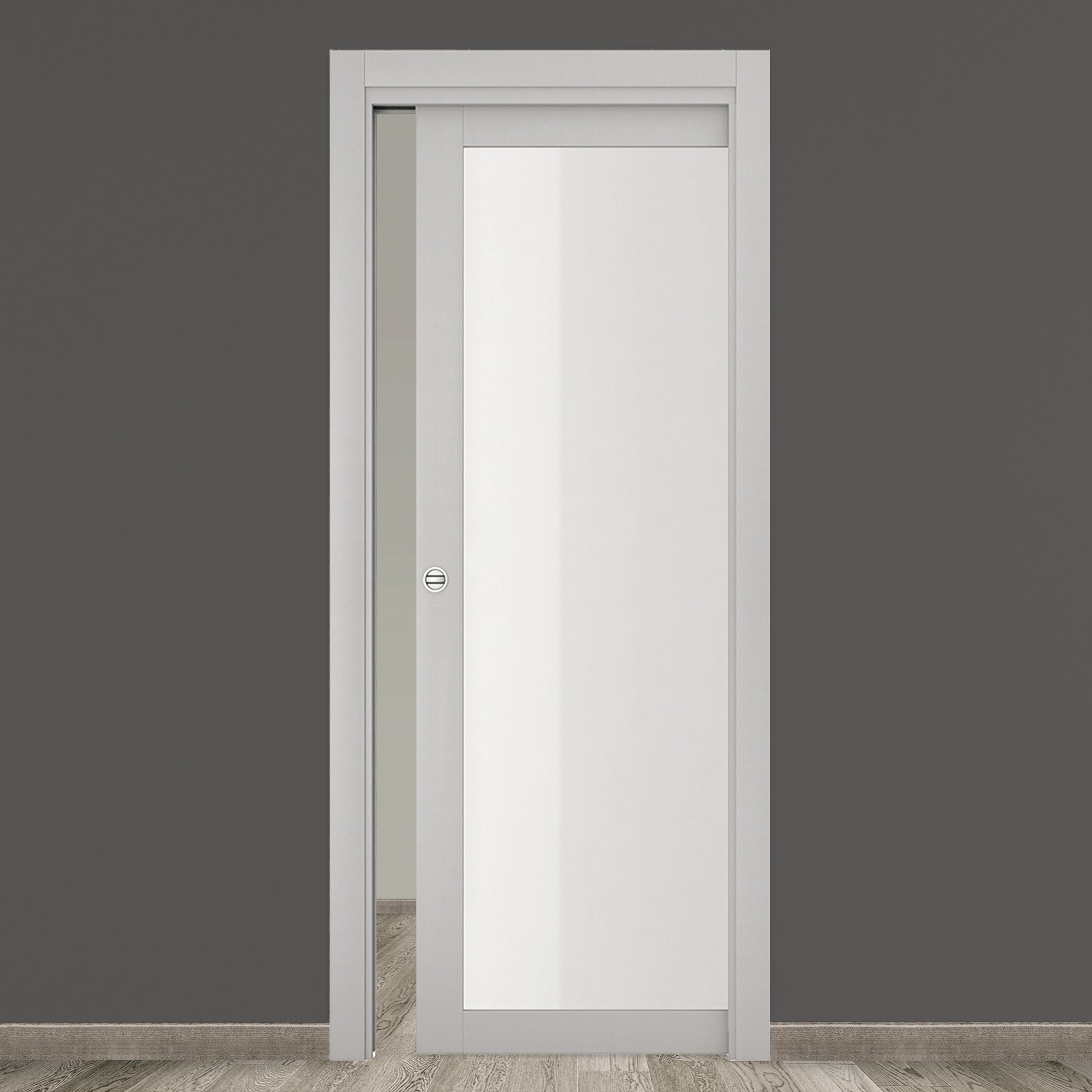 Porta tamburata scorrevole Glass vetrata grigio L 80 x H 210 cm ...