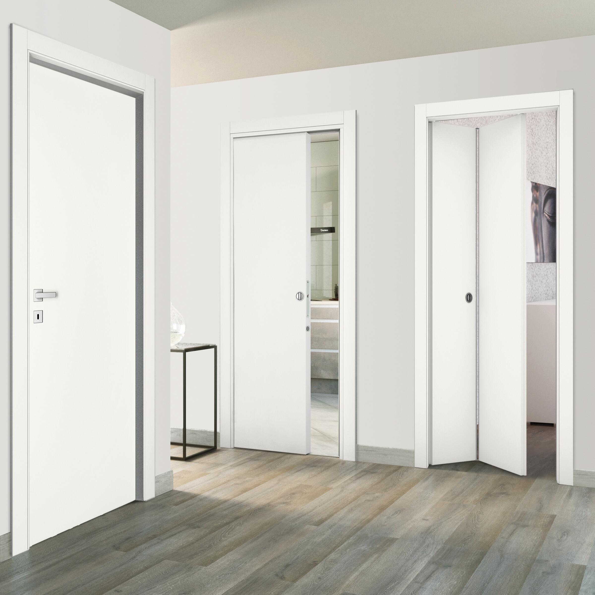 Porta interna a battente Word in MDF colore bianco, L 80 x H 210 cm, apertura a destra