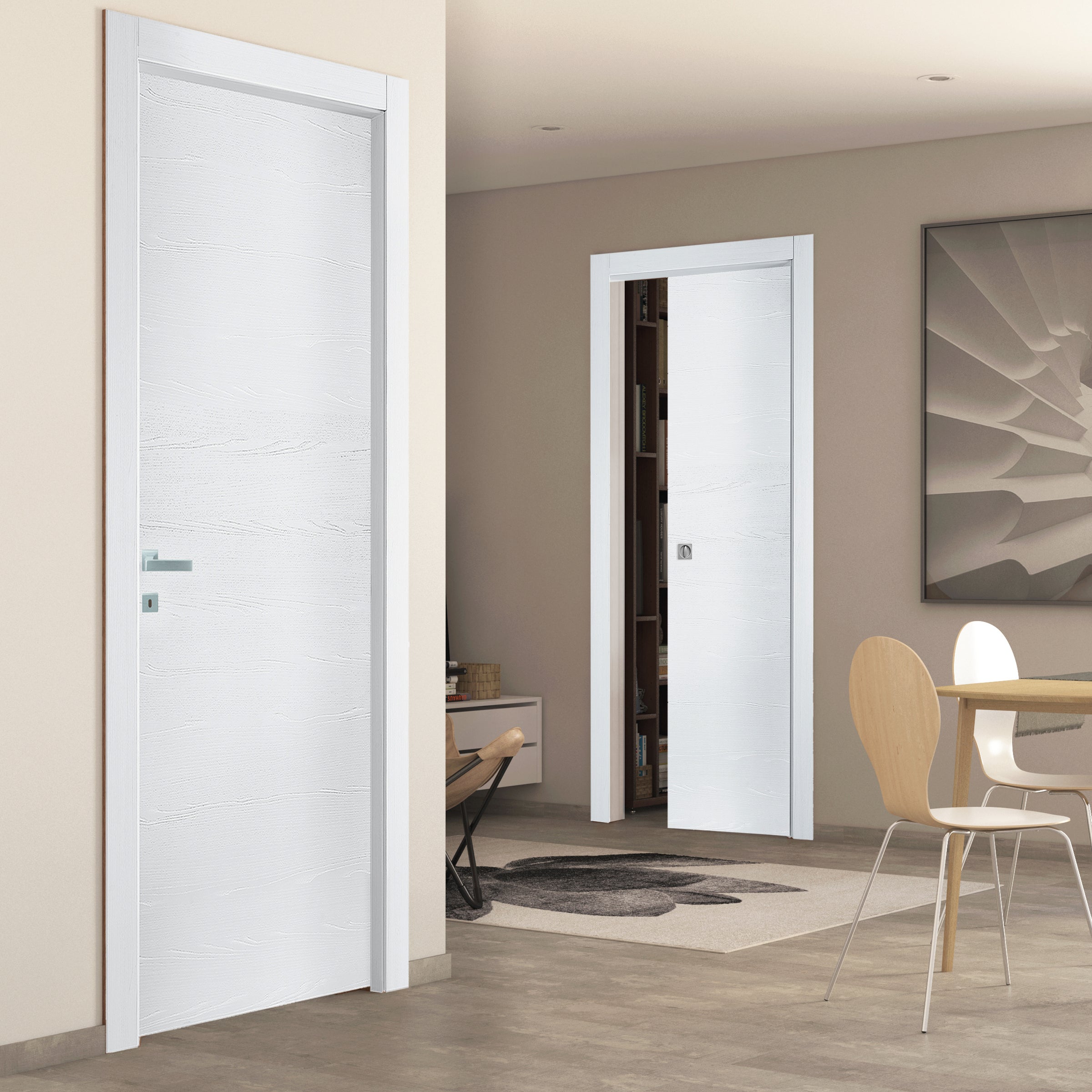Porta scorrevole in MDF, L 70 x H 210 cm, bianca, apertura reversibile SIRIO - 2