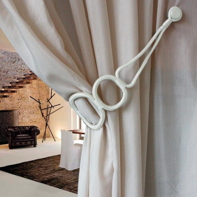 Fermatenda Magnetici In Legno Boho - 2 Pezzi Con Corda In Cotone Intrecciato - Foto 8