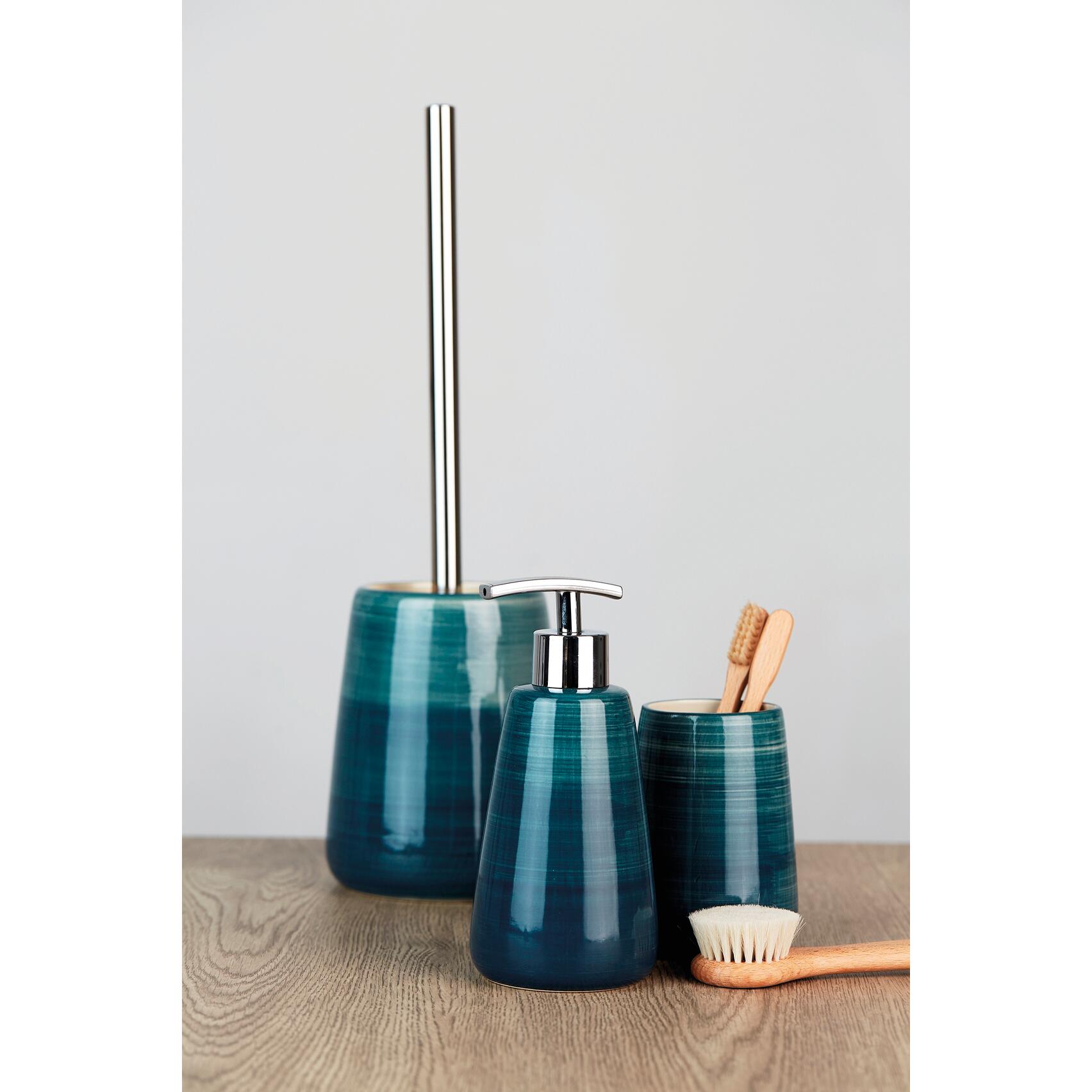 Portascopino pottery H 39.5 cm in ceramica blu - 2