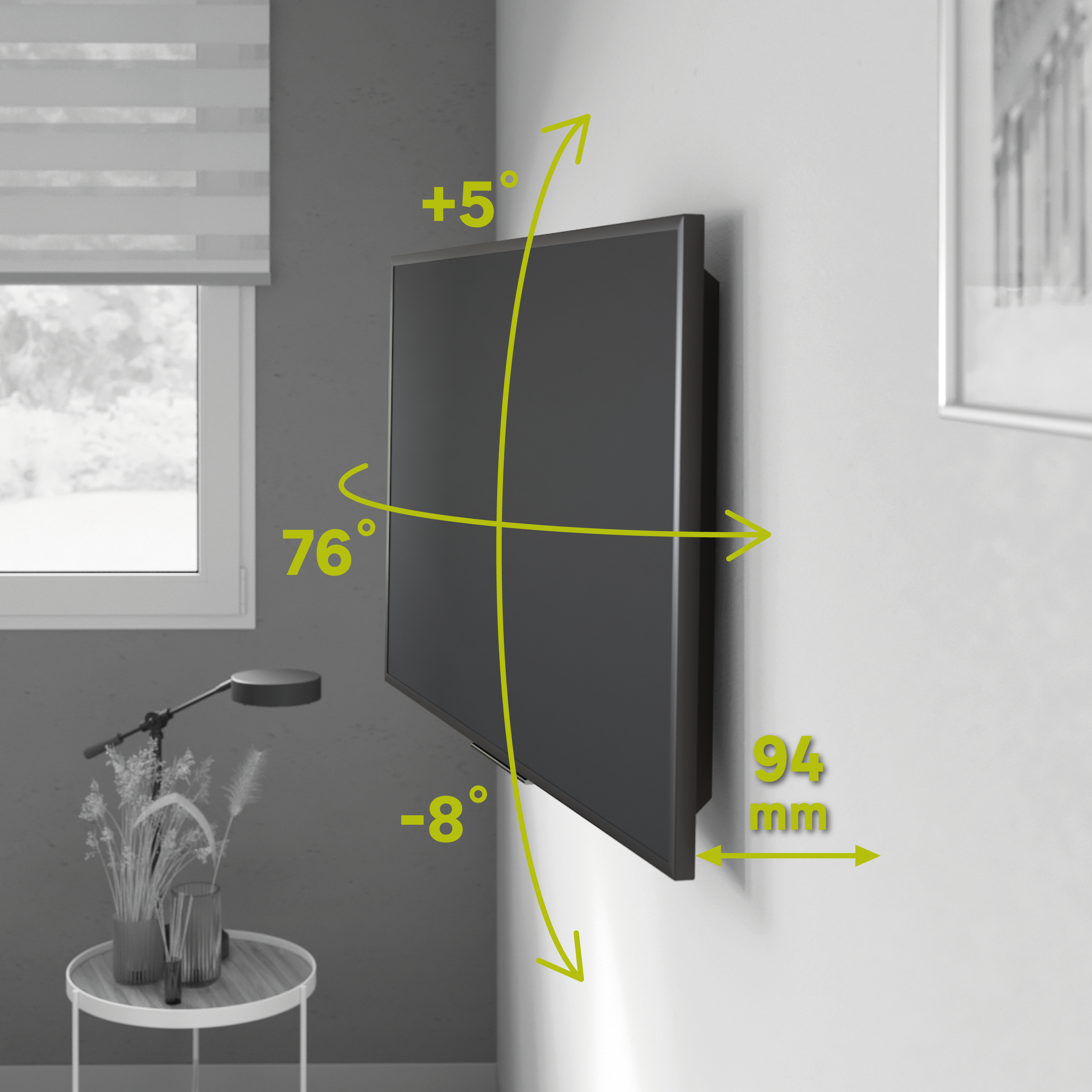 Support mural TV inclinable 50'max, charge maximale 35 kg, LEXMAN - 4