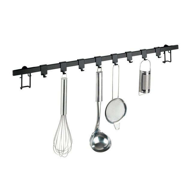 Porta posate per barra a muro cucina tassello nero P 0.8 cm, L 60 cm x H 1.5 cm 