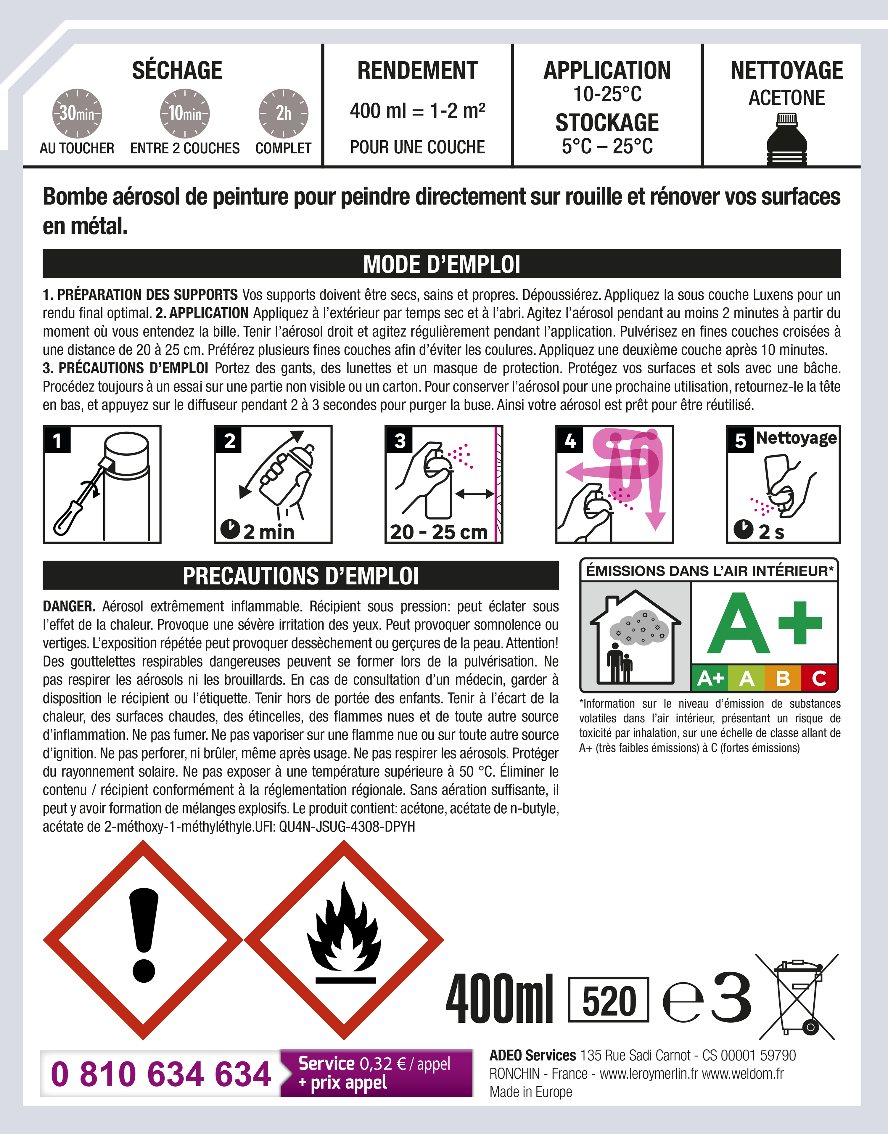 Fer antirouille LUXENS aluminium brillant 400 ml - 6