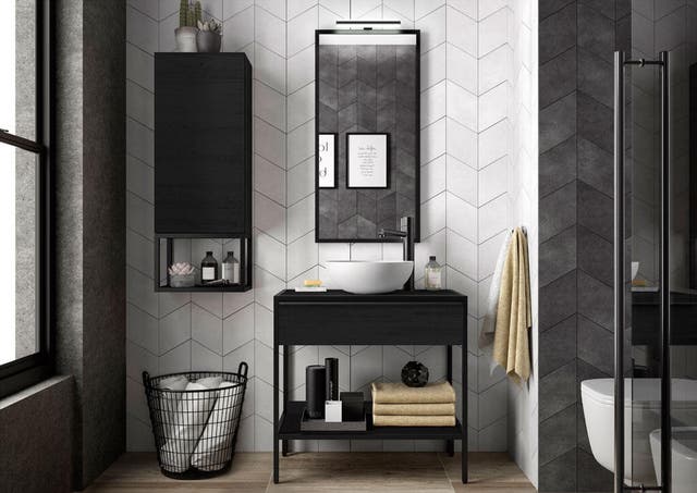 photo d'une salle de bain dans les tons noir et blanc