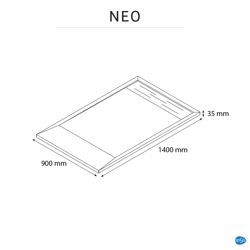 Base de duche NEO 90X140CM GRELHA METAL BRANCO MATE - 6