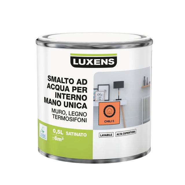 Smalto da interno, LUXENS Manounica arancio chili 5 satinato, 0.5 L