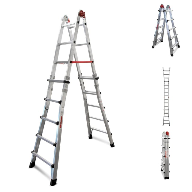 Scala telescopica FARAONE Teles in alluminio 5 + 5 gradini portata massima 150 kg EN 131 per lavori fino a 3.88 m
