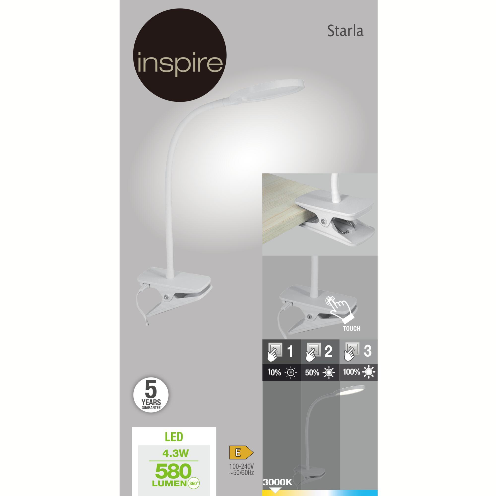 Lampe de bureau Starla, blanc, H.35 cm, INSPIRELED - 9