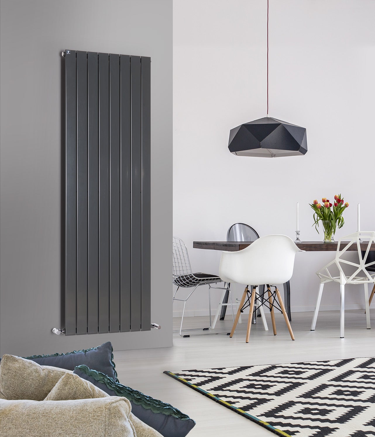 Radiateur eau chaude vertical DELTACALOR Pianosa anthr., 1891W H.200 x l.59.8 cm - 2