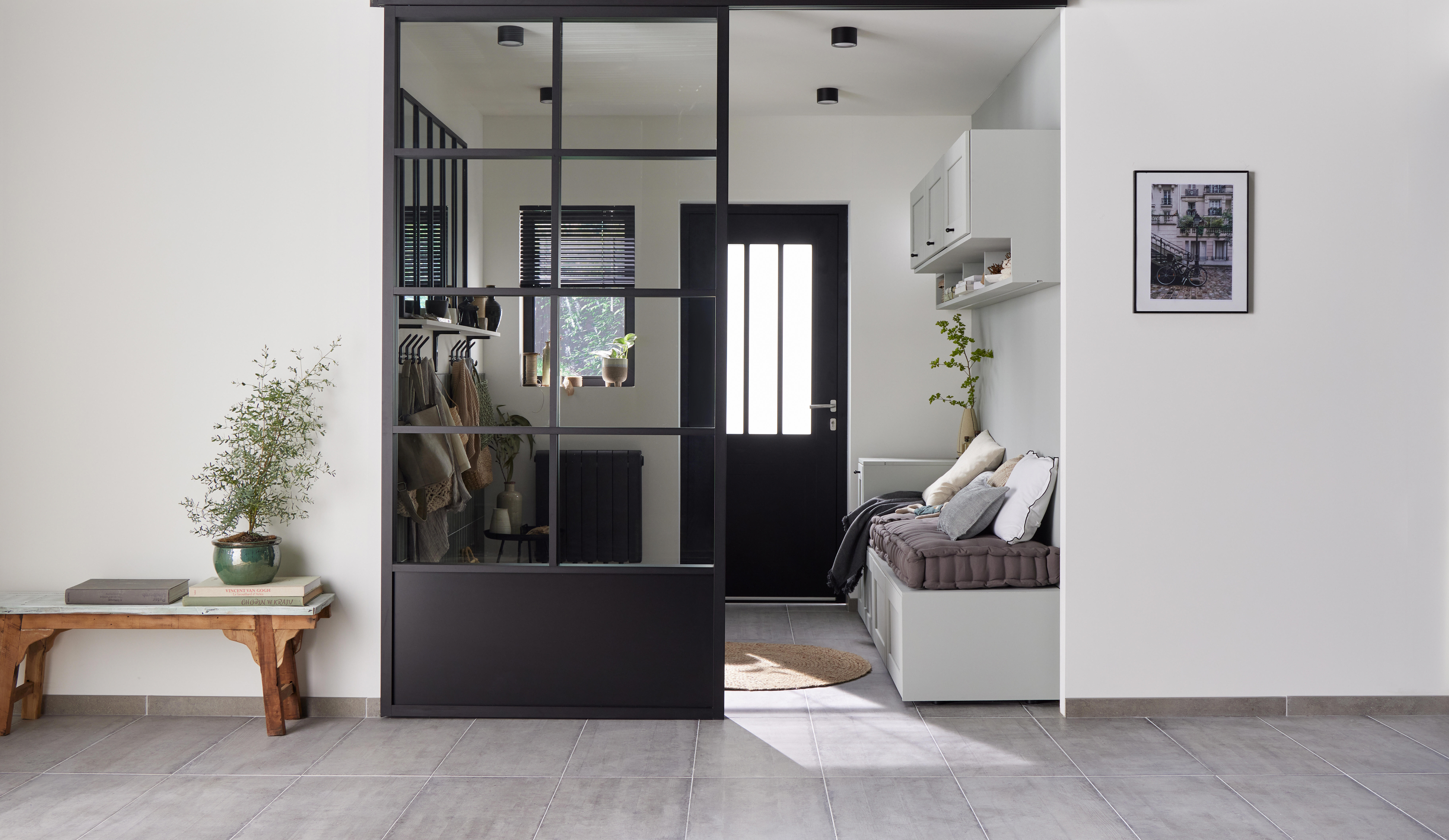 Porte coulissante atelier vitrée Monnet noir, H.260 x l.123 cm - 5