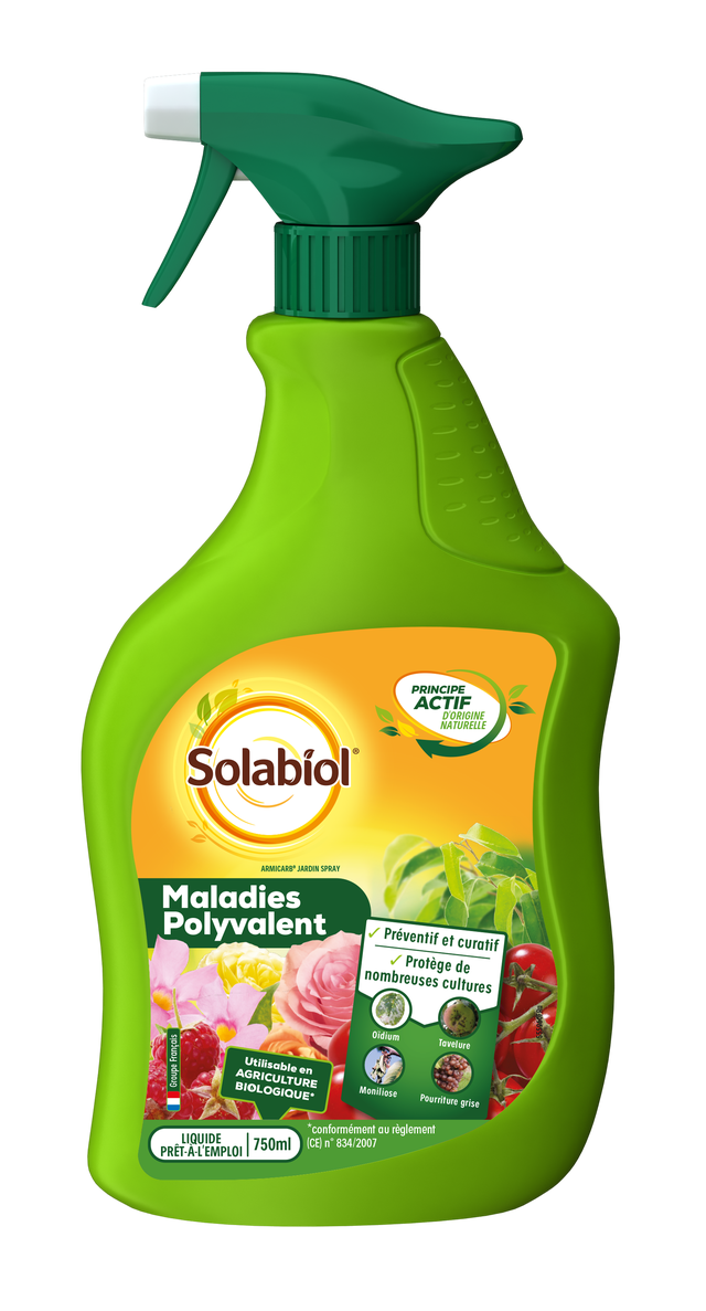 Traitement des maladies oïdium SOLABIOL , pourarbres, arbustes et rosiers, 750ML