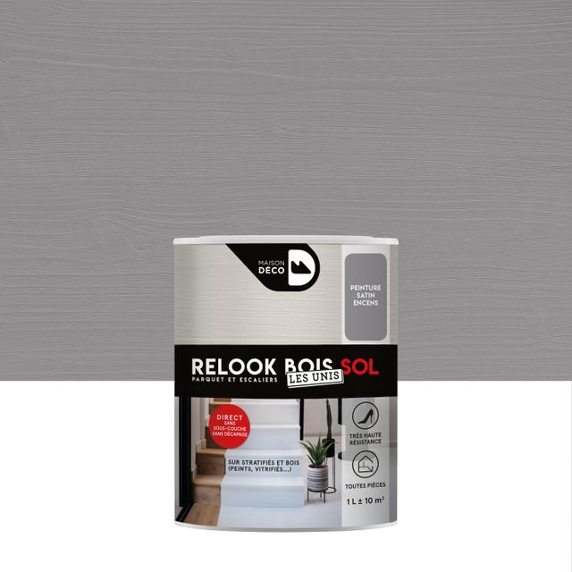 Peinture sol, parquet et escalier Relook bois MAISON DECO, encens satiné, 1 l