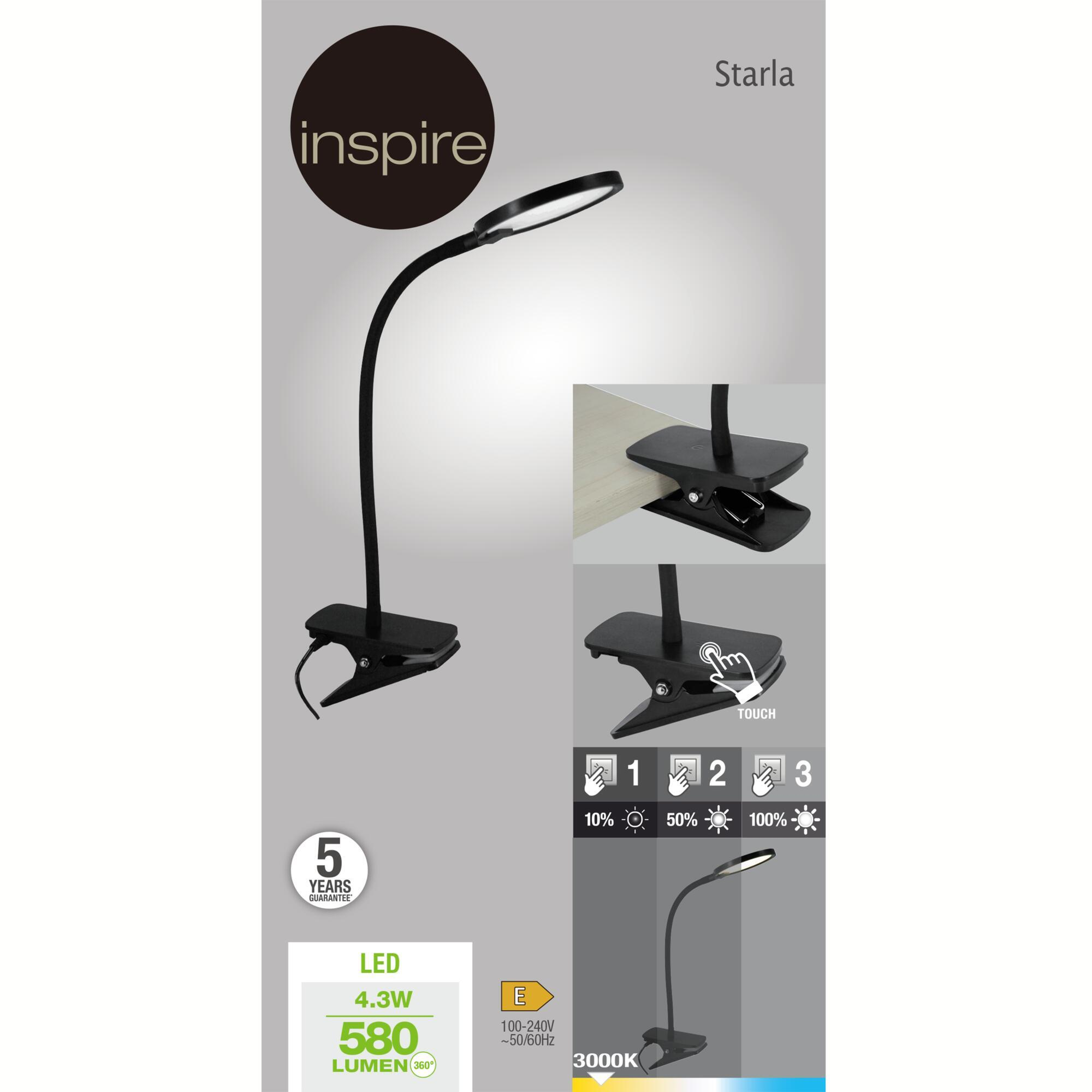 Lampe de bureau Starla, fer, noir, H.35 cm, INSPIRELED - 7