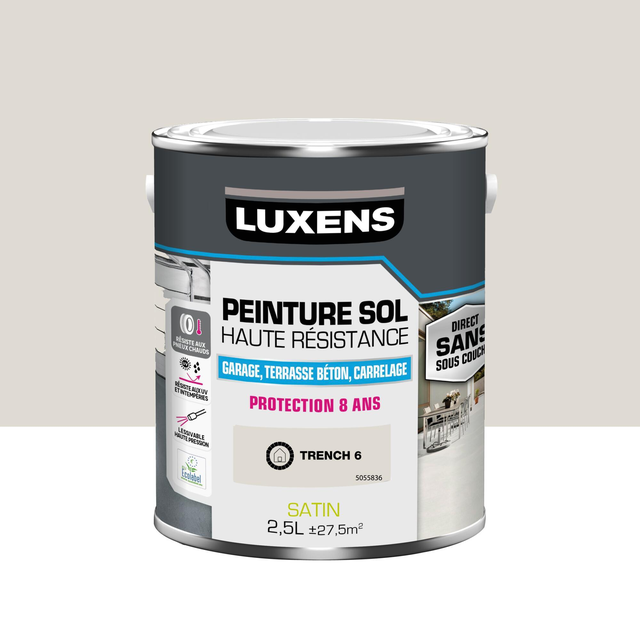 Peinture sol Haute résistance LUXENS, trench 6 satiné, 2.5 l