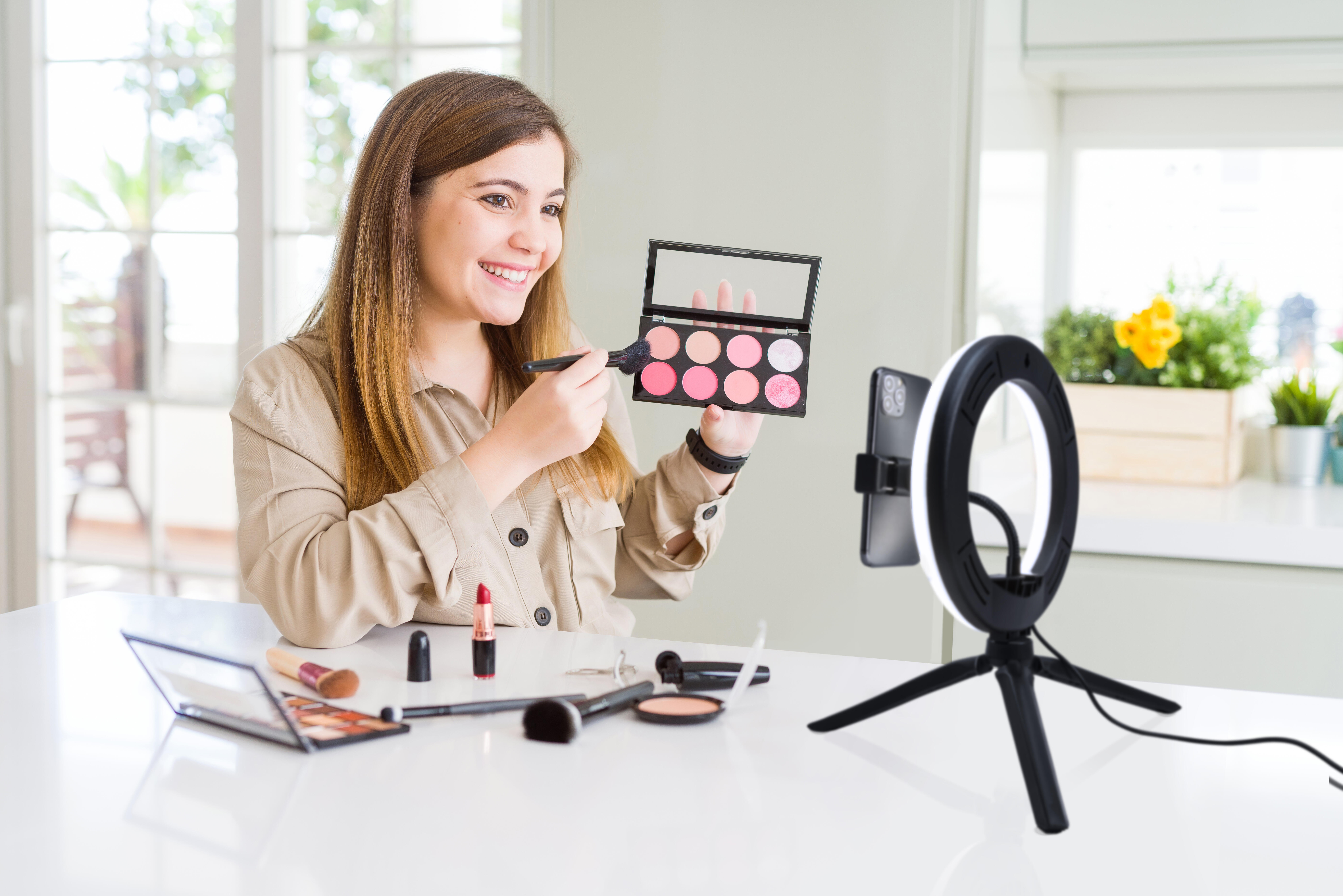 Lampe de bureau Ring light, trépied, H.23 cm, LED - 2