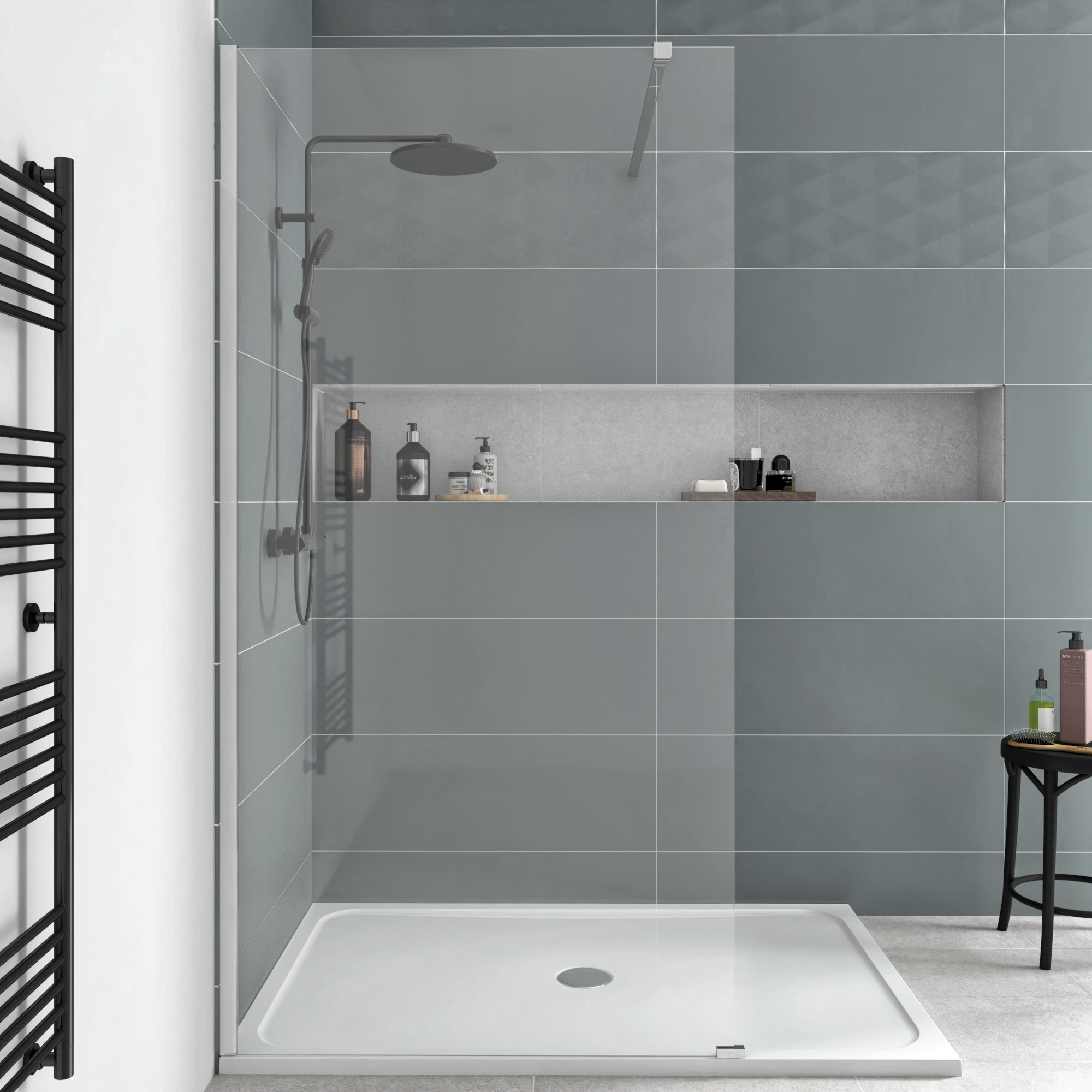 Box doccia walk-in Remix, vetro 8 mm, L 97-98.5 cm x H 200 cm, profilo cromo - 8