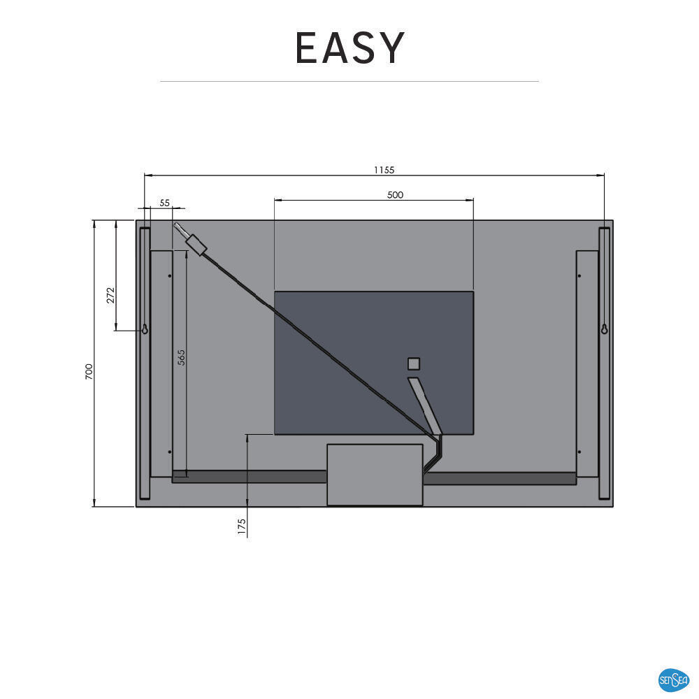 Specchio con illuminazione integrata bagno rettangolare Easy SENSEA H 70 x P 3.1 cm grigio / argento - 3