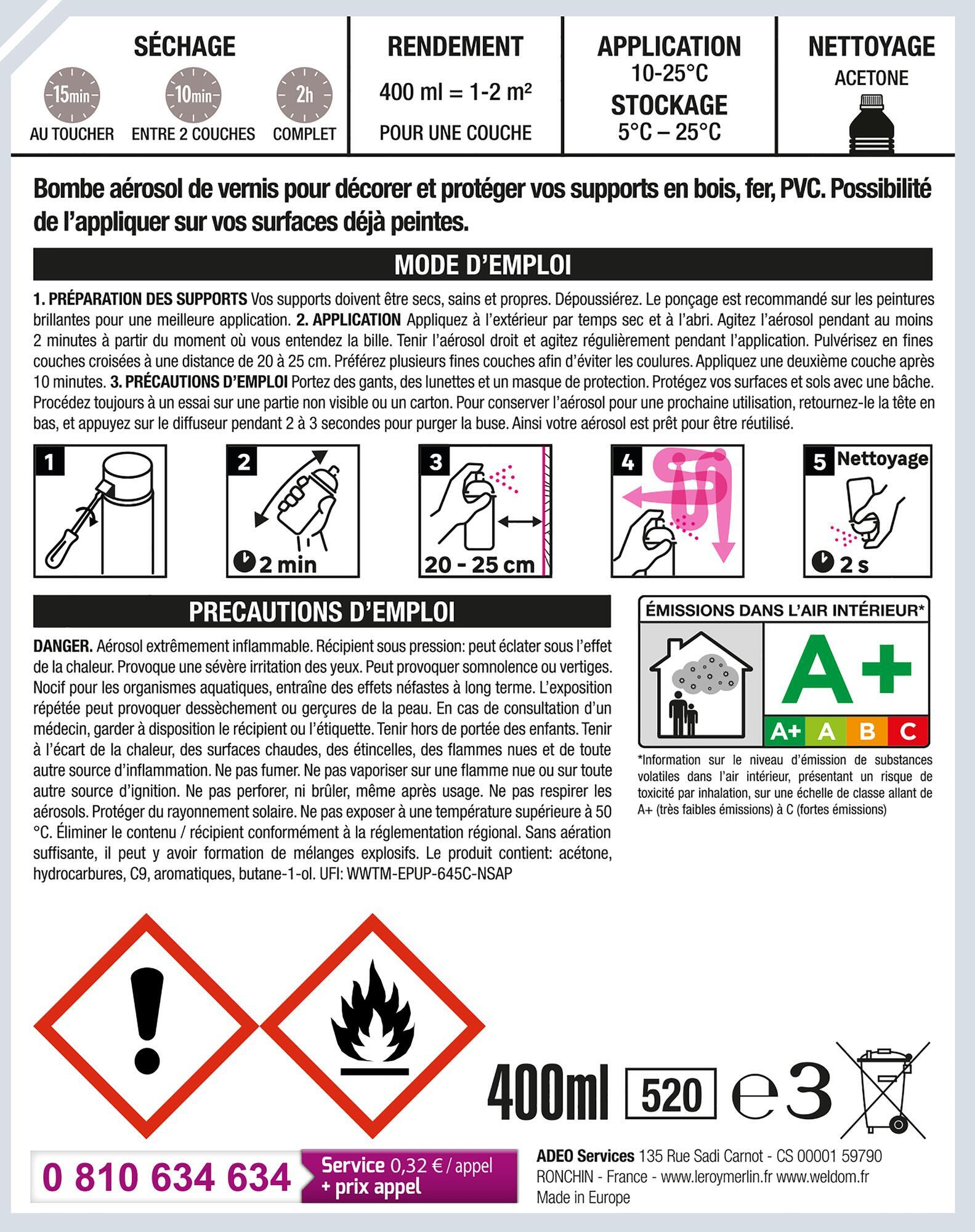 Bombe de vernis Multisupports LUXENS brillant 400 ml - 3