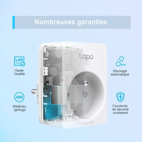 Mini prise connectée WiFi, TP-Link, Tapo P100 compatible Enki 2300W - 3