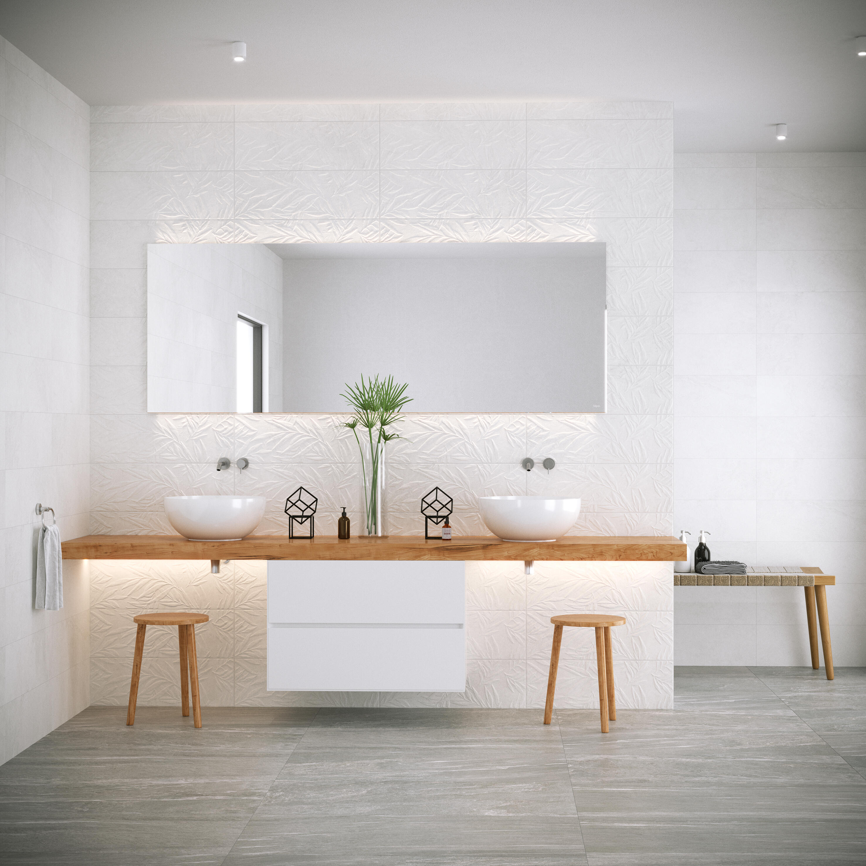 Piastrella da rivestimento interno in gres naturale 25 x 75 cm non rettificato avorio satinato Leaf Gris Sp. 8.3 mm 1.5 mq - 4