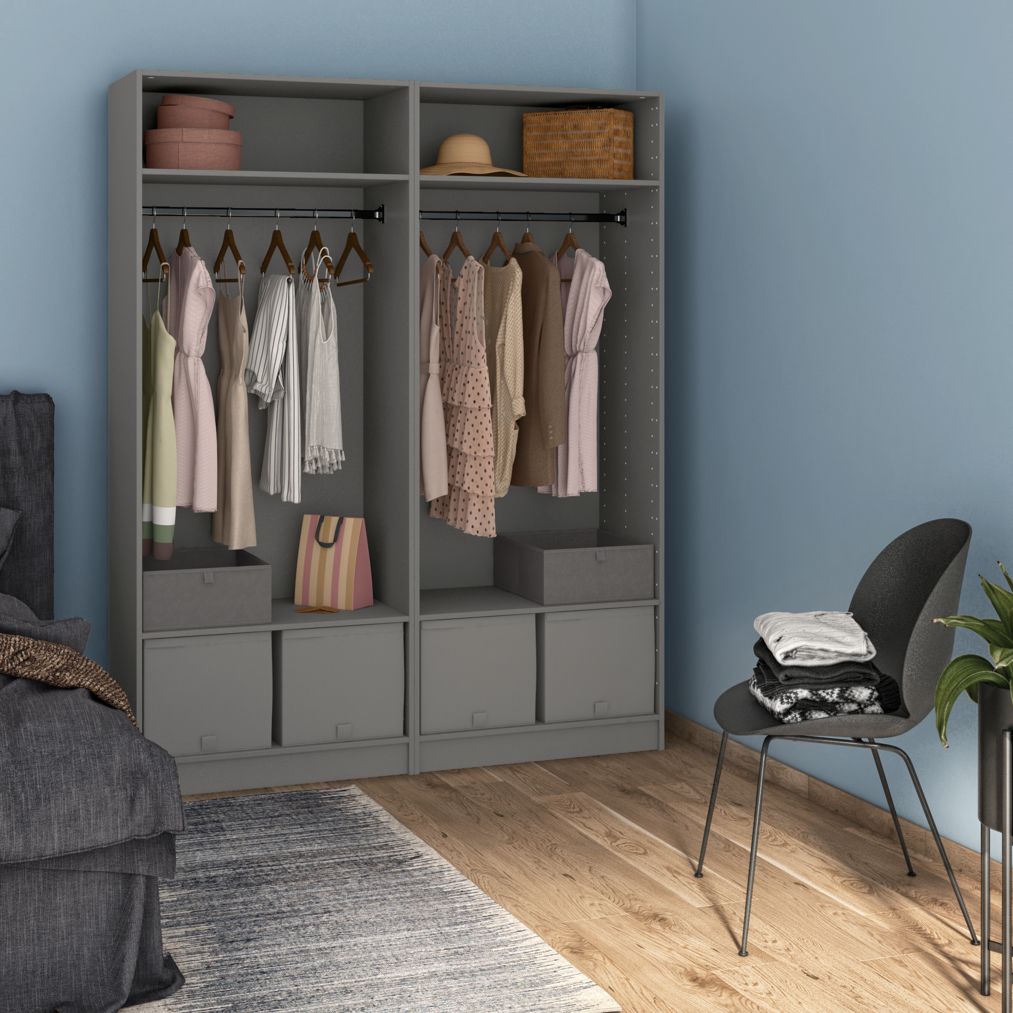 Kit barre de penderie et supports SPACEO noir Ovale - 3