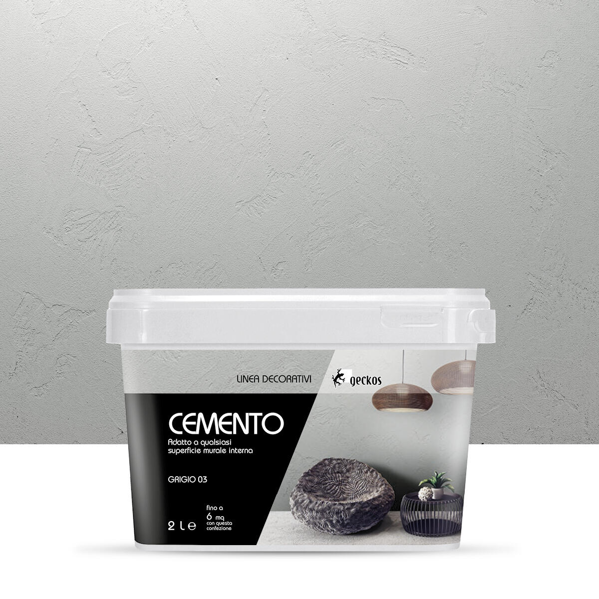Pittura decorativa Cemento GECKOS effetto cemento grigio 3 grigio 3 2 l - 3