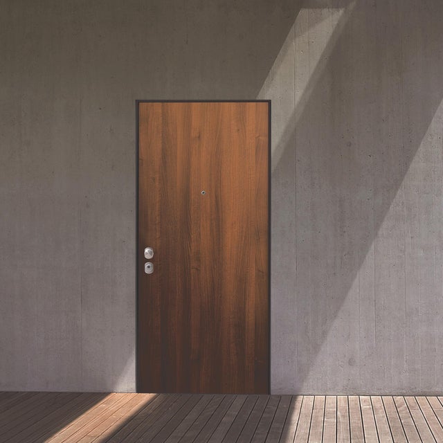 Porta blindata YALE Ghepard L 90 x H 210 cm noce scuro apertura destra