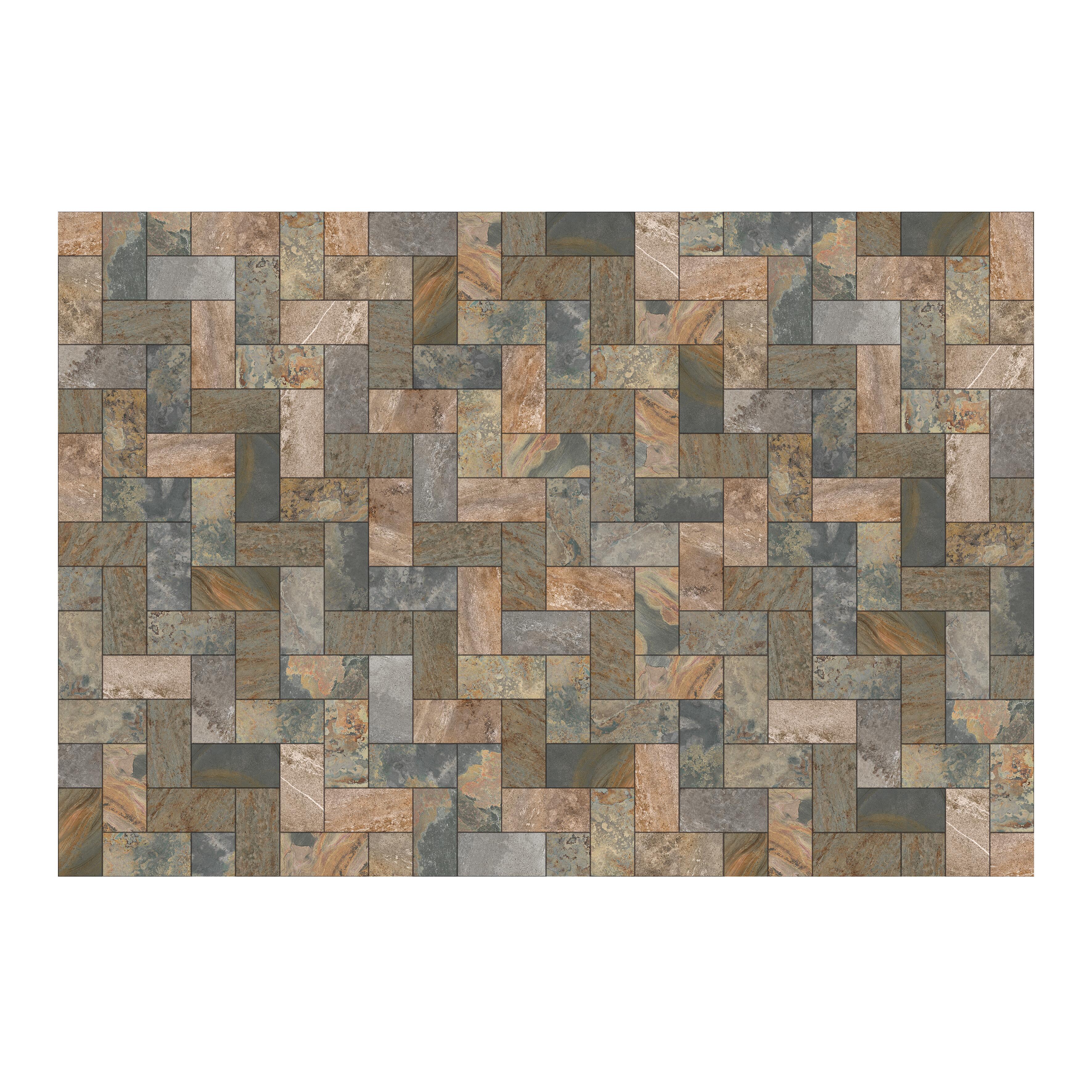 Piastrella da pavimento e rivestimento esterno in gres porcellanato 31 x 62 cm non rettificato multicolore marrone opaco Roccia R11 traffico medio forte (pei 3/5) Sp. 9 mm 1.35 mq - 8
