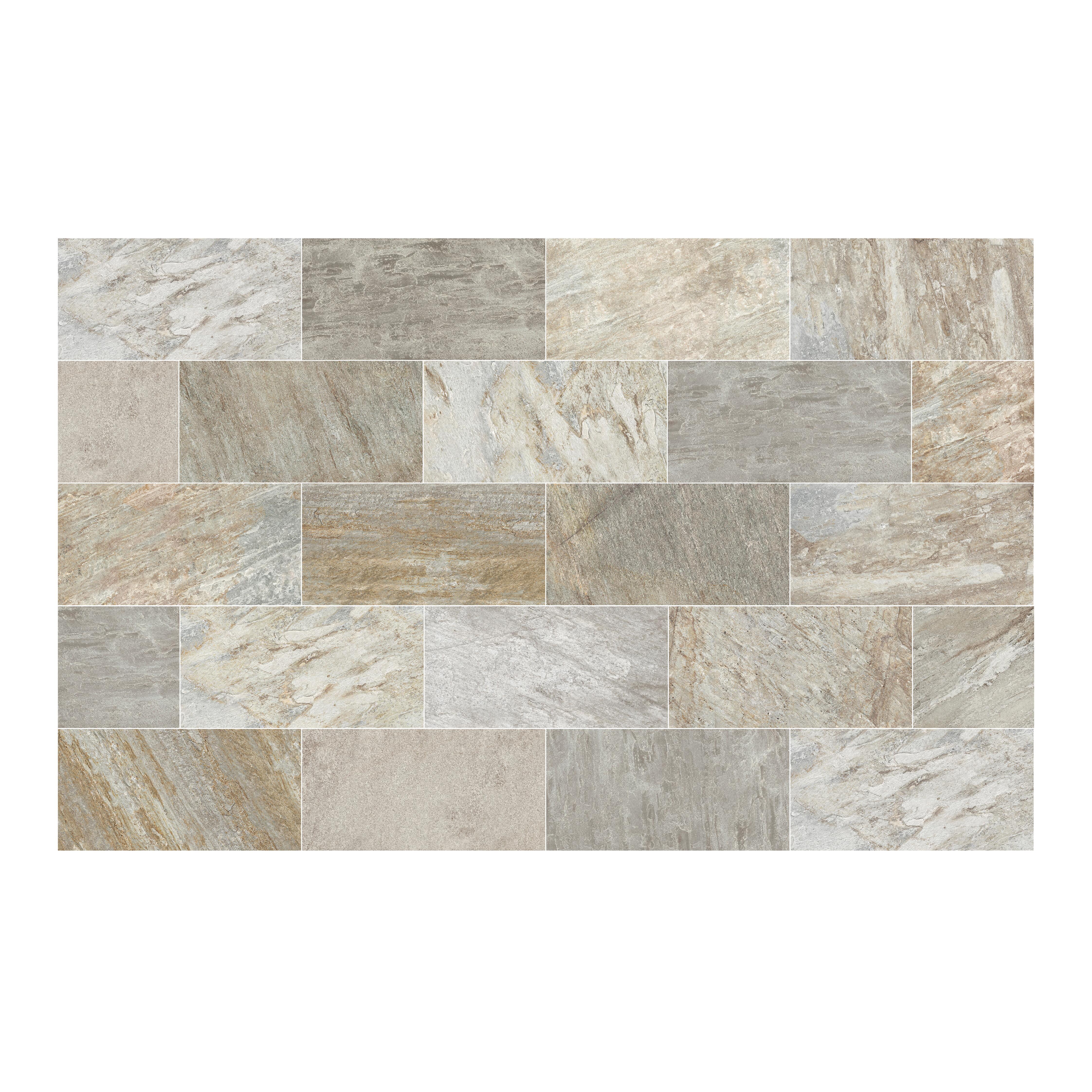 Piastrella da pavimento e rivestimento esterno 31 x 62 cm Sp. 9 mm Pietra in gres porcellanato multicolore grigio opaco traffico intenso (pei 4/5) R11 1.35 mq - 4