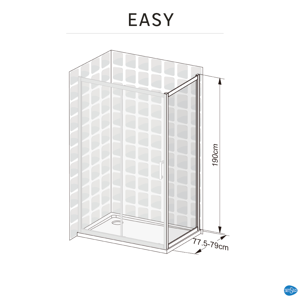 Ścianka boczna Easy 80 X 190 Sensea - 15
