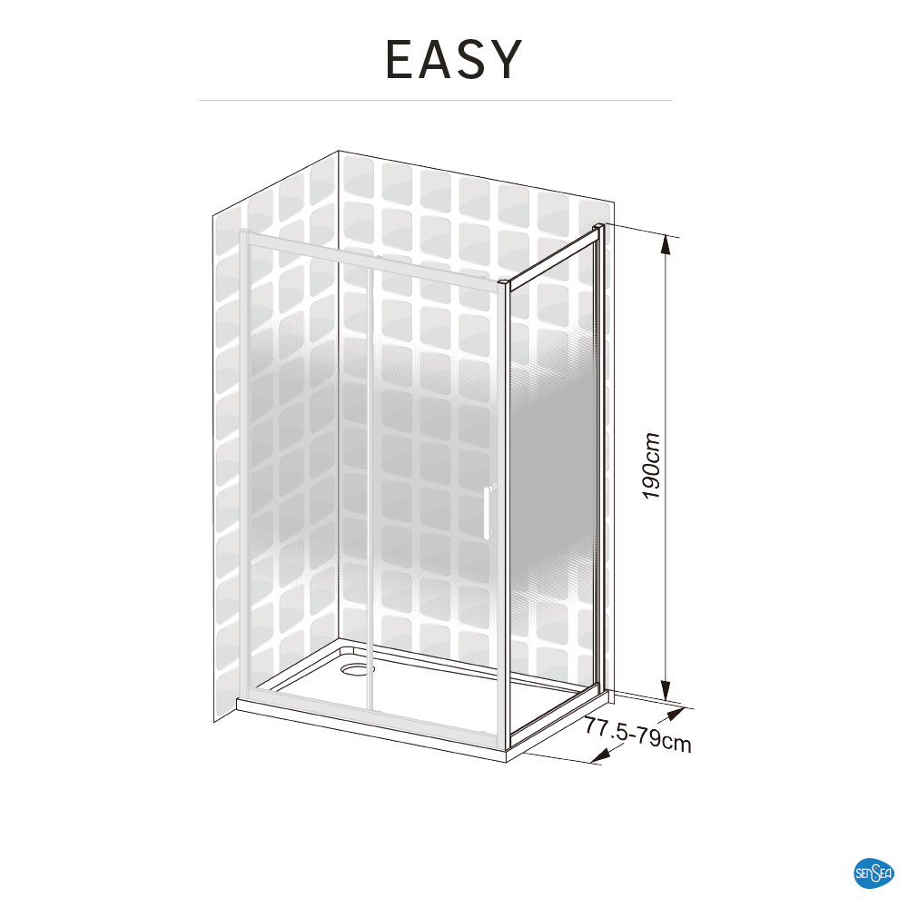 Paroi latérale verre sérigraphié, l.80 x H.190 cm, chromé, Easy - 3