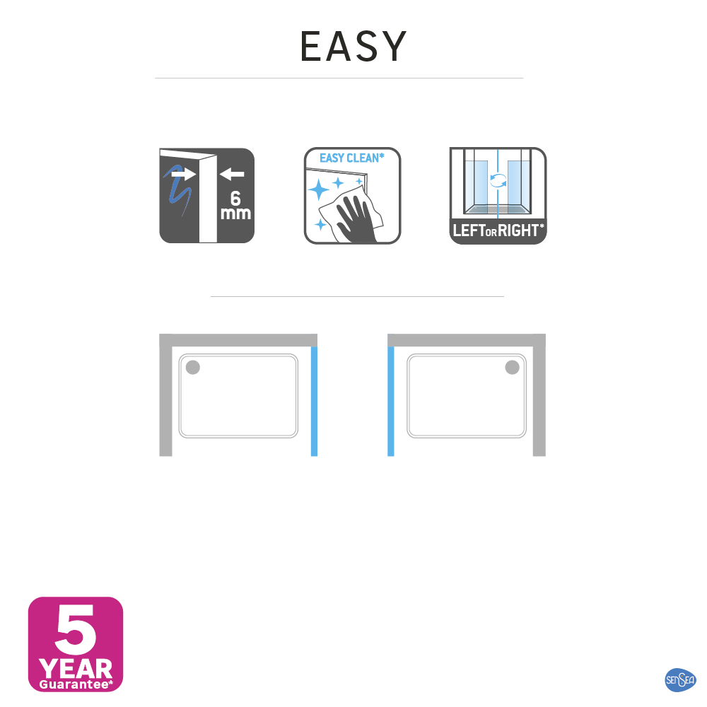 Paroi latérale verre sérigraphié, l.90 x H.190 cm,chromé, Easy - 10