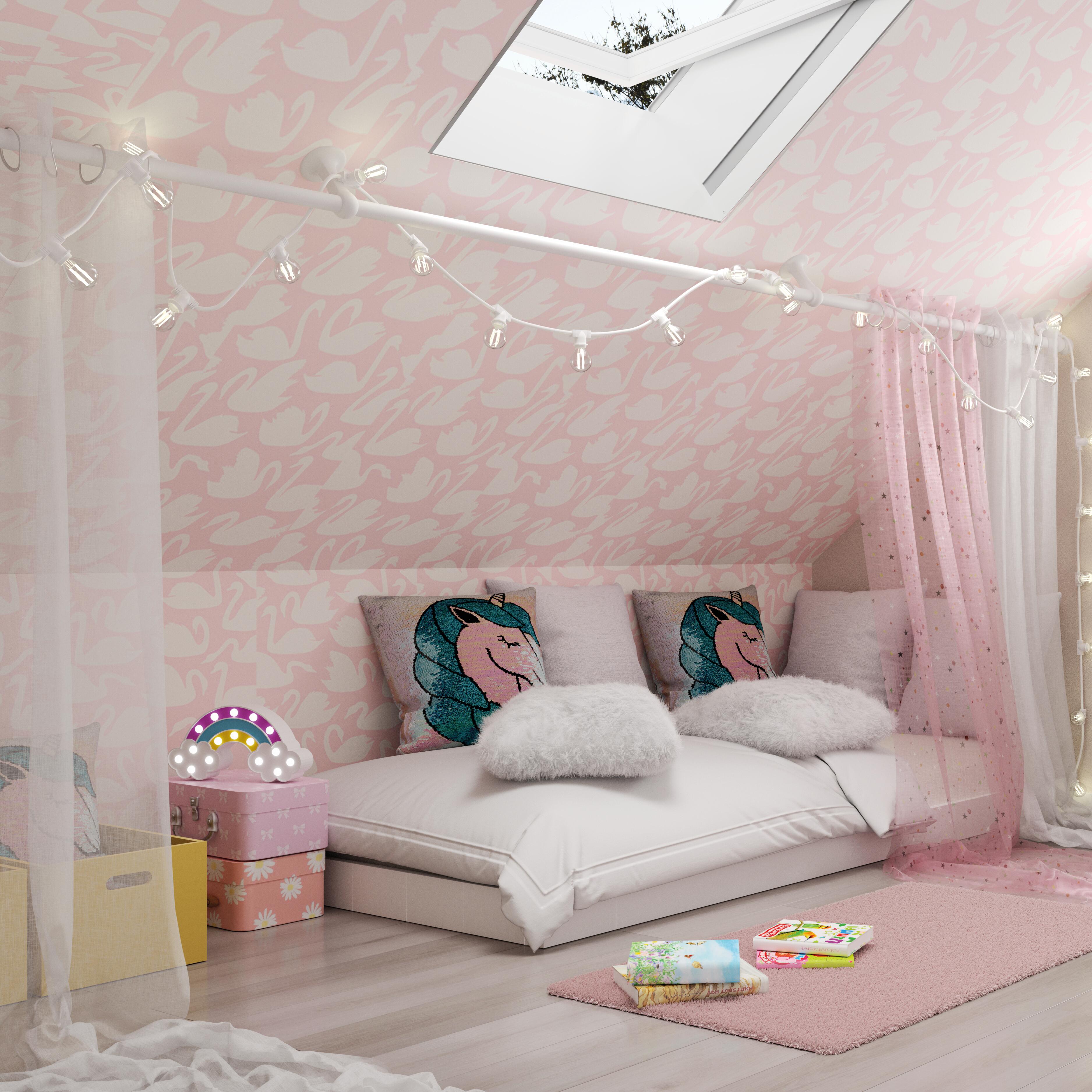 Tenda Stelline rosa, occhiello 140x280 cm VENGO - 2
