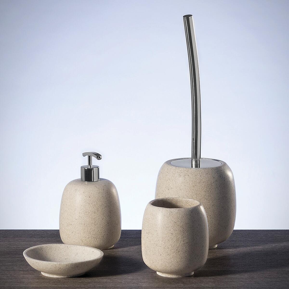 Bicchiere da bagno porta spazzolini Afra  L 10 x H 11.5 in resina sabbia - 6