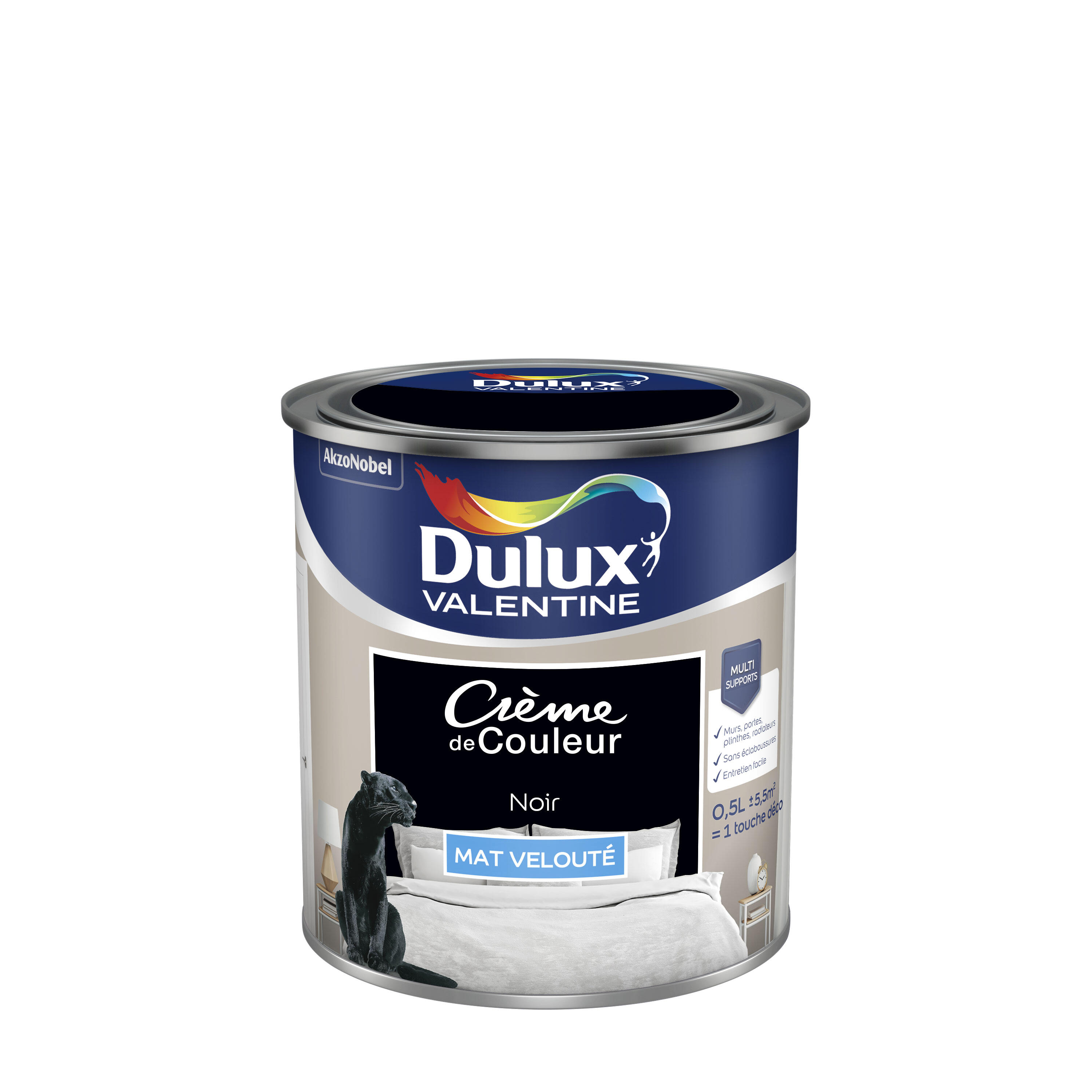 Peinture & Apprêt Tout-en-un Noir Mat 250ml - Acrylique, Multi-surfaces, Sèche Vite