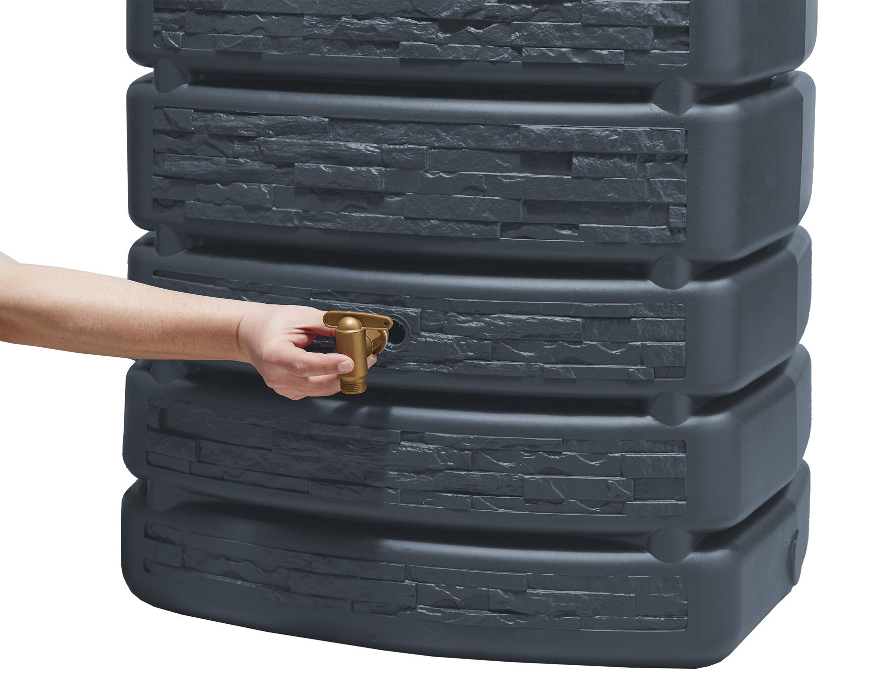 Récupérateur d'eau GARANTIA rectangulaire mural,Slim Stone gris granit , 500 l - 7