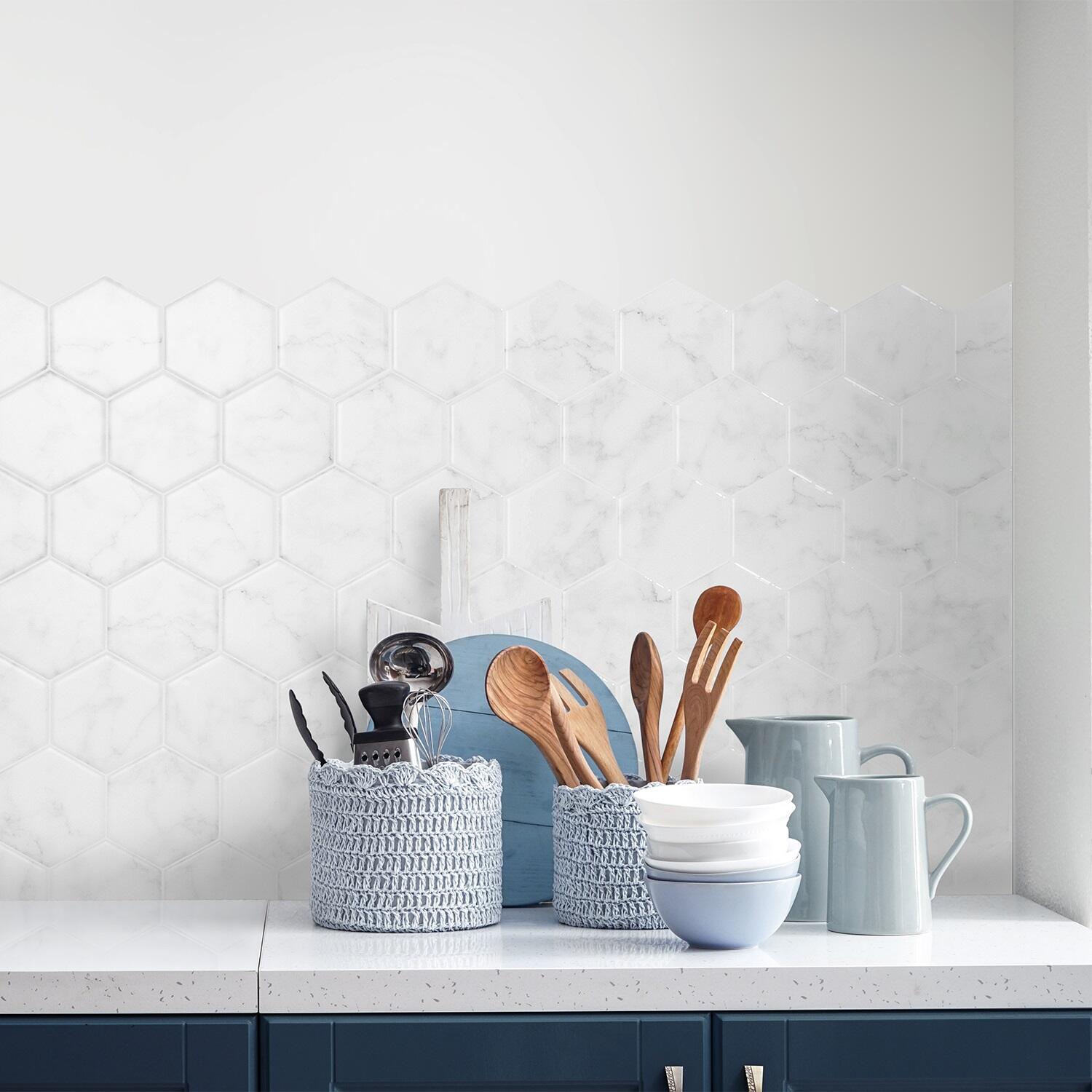 lot de 4 crédences adhésives Hexa yule, 24.38X29.22 cm - 2